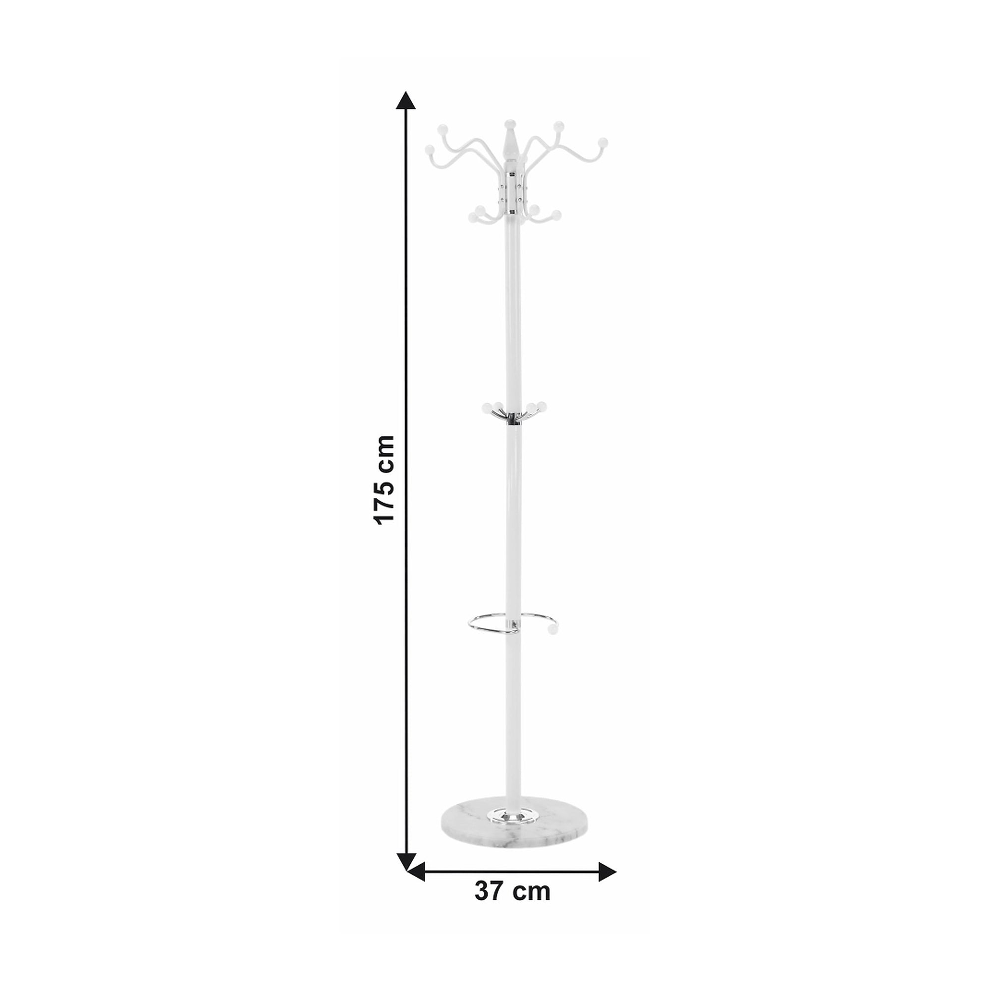 Cuier pom ELOS, alb, metal/marmura, 37x175 cm