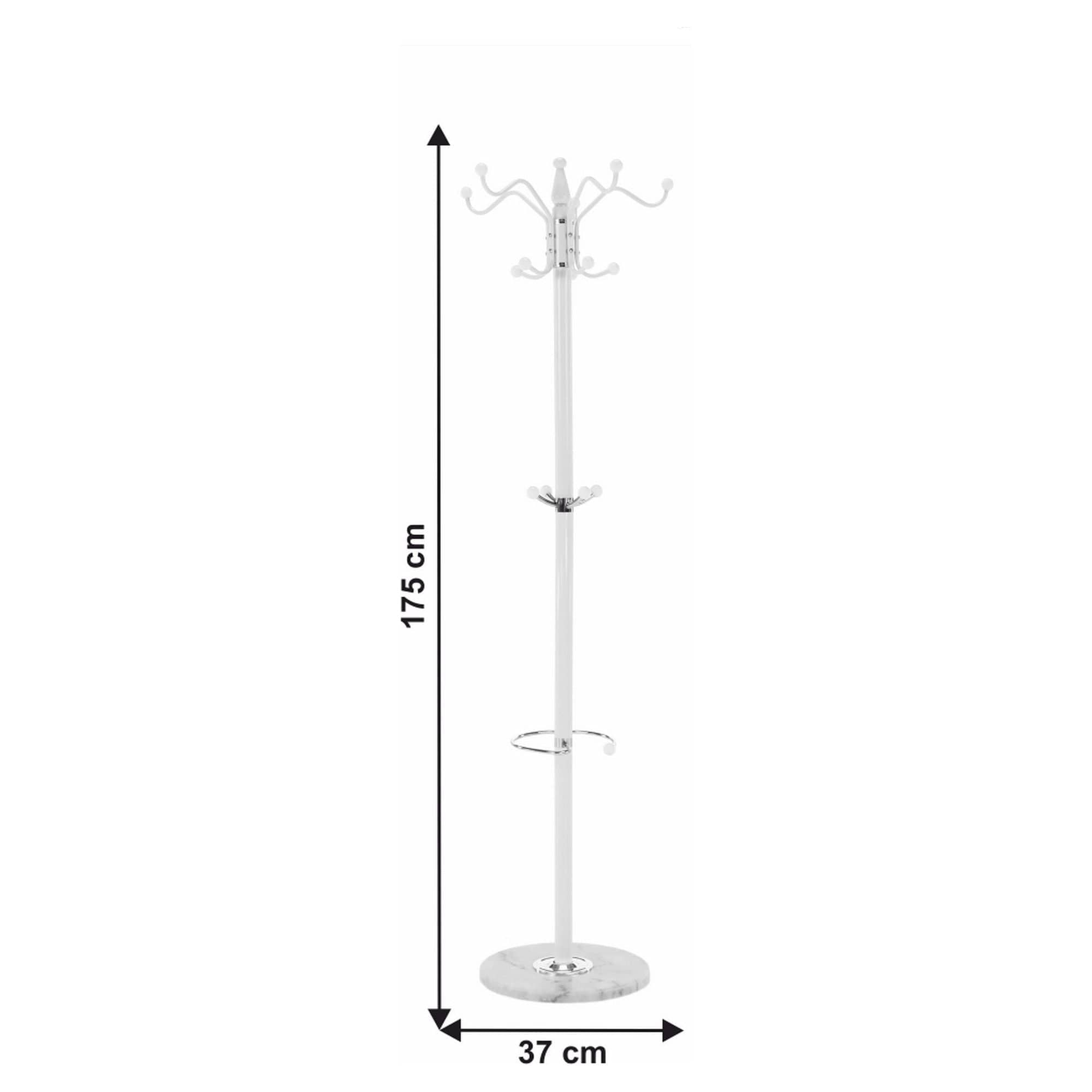 Cuier pom ELOS, alb, metal/marmura, 37x175 cm