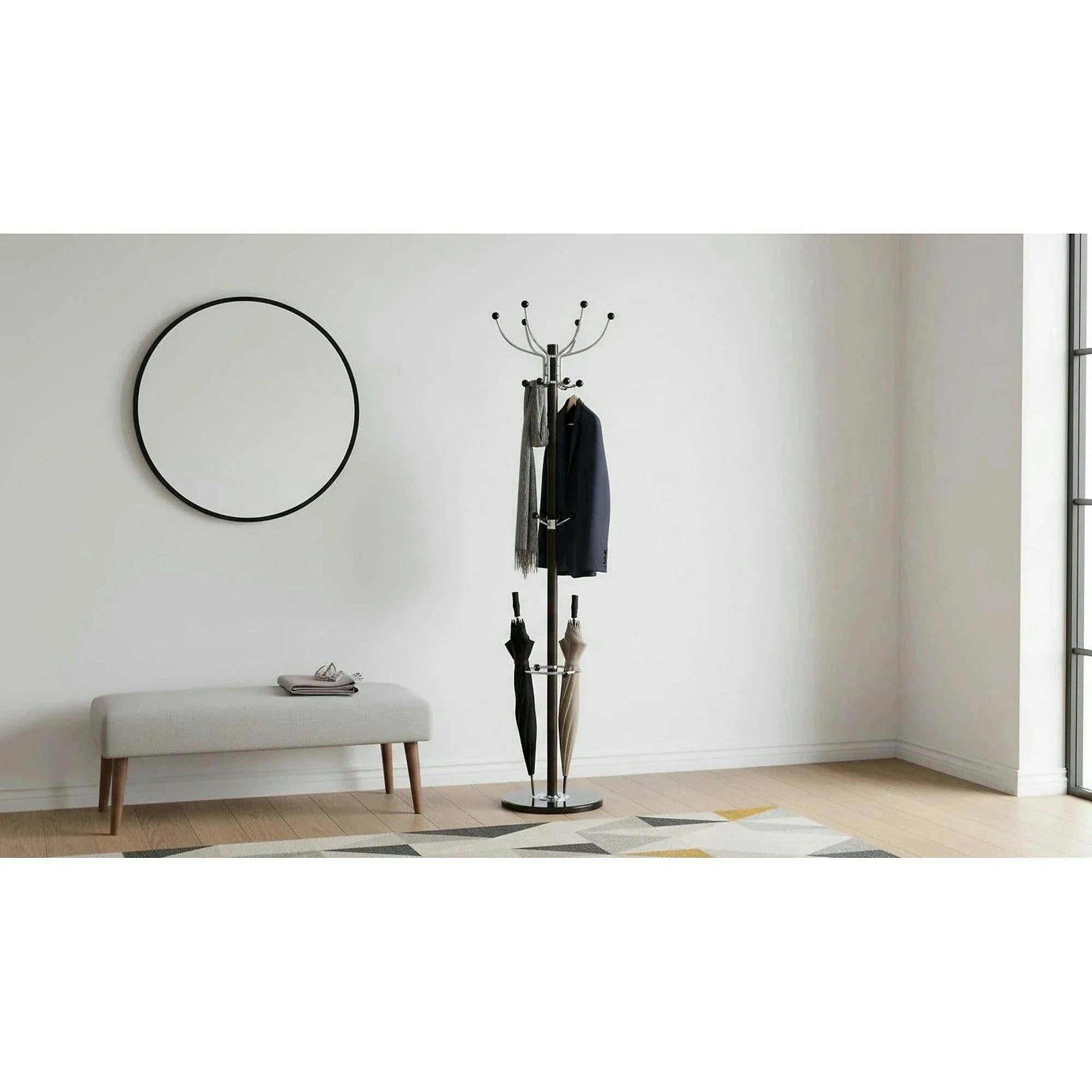 Cuier pom JIMY NEW, negru, metal/marmura, 37x175 cm
