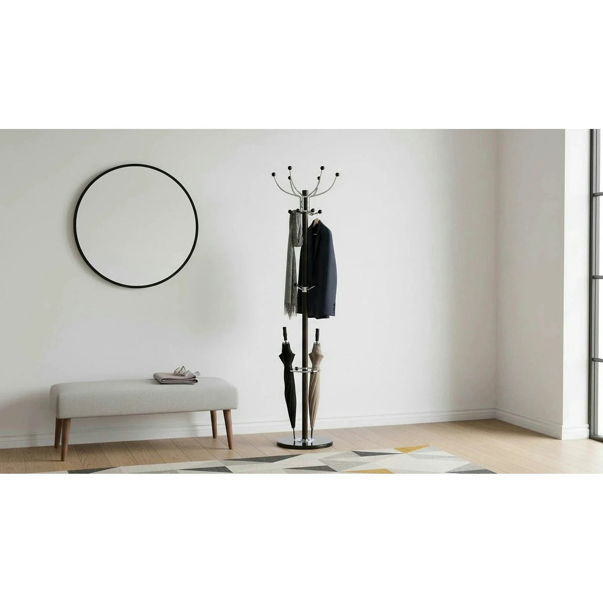 Cuier pom JIMY NEW, negru, metal/marmura, 37x175 cm