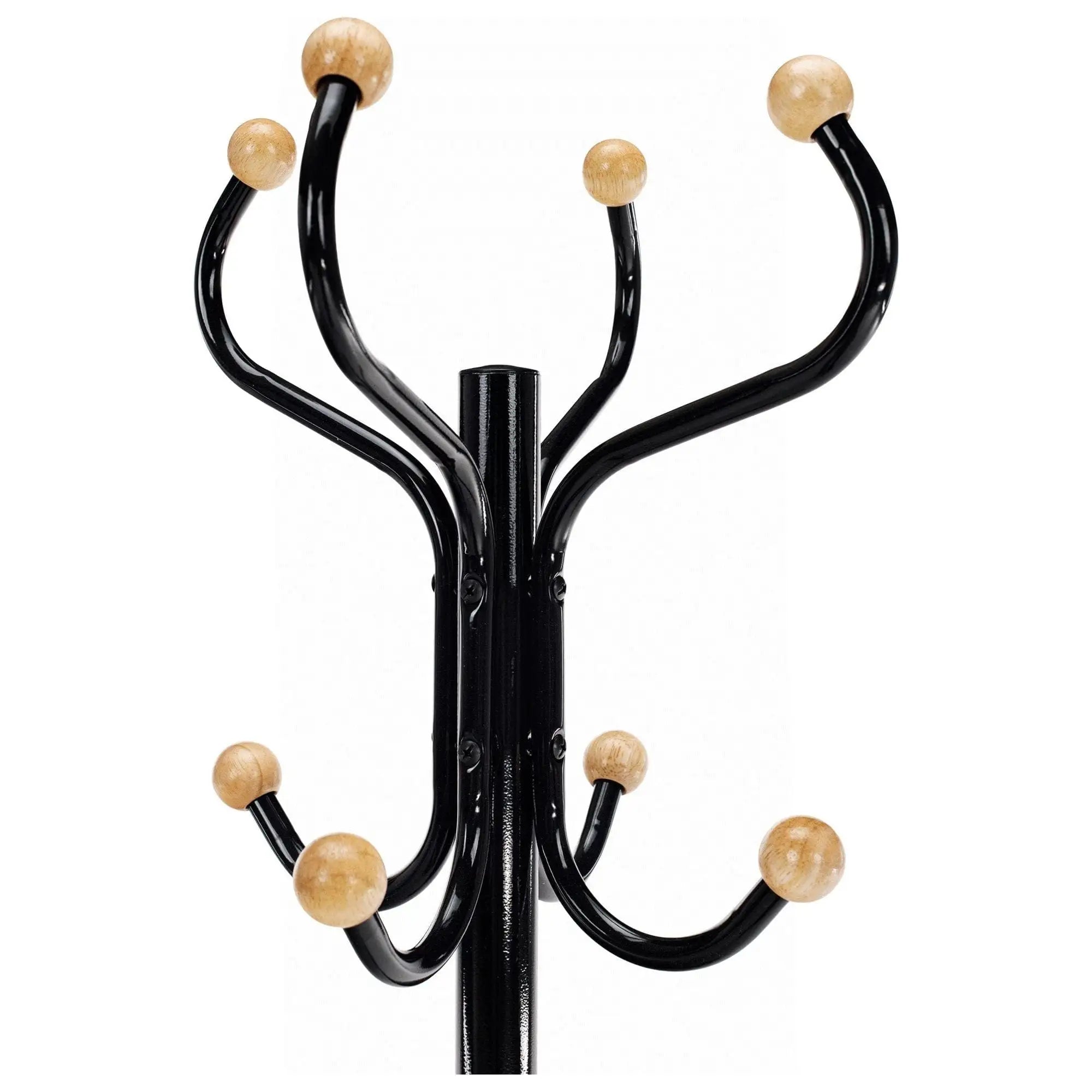 Cuier pom VASIL, negru lucios/stejar, metal/lemn, 30x30x198 cm