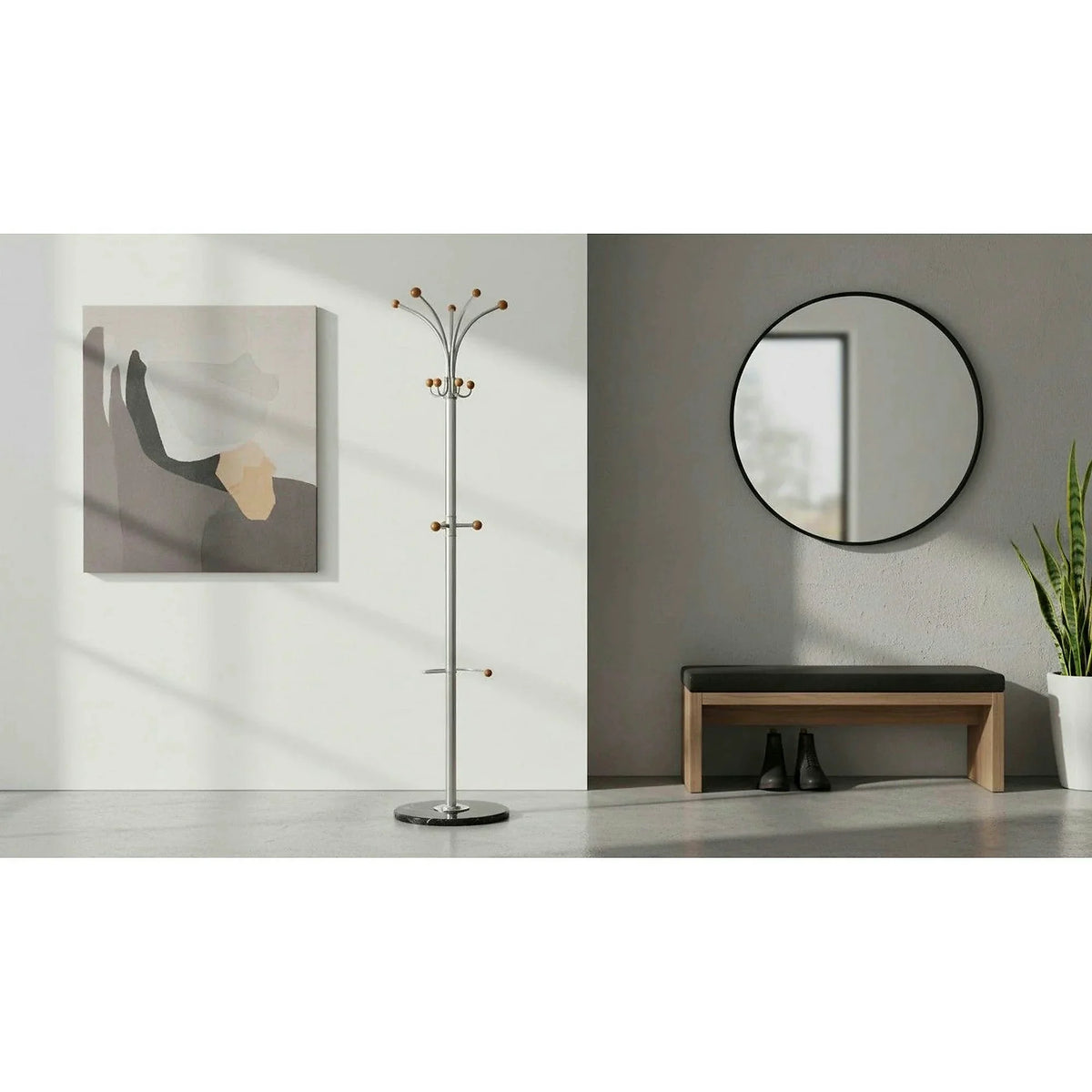 Cuier pom W46, argintiu, otel/lemn, 38x180 cm