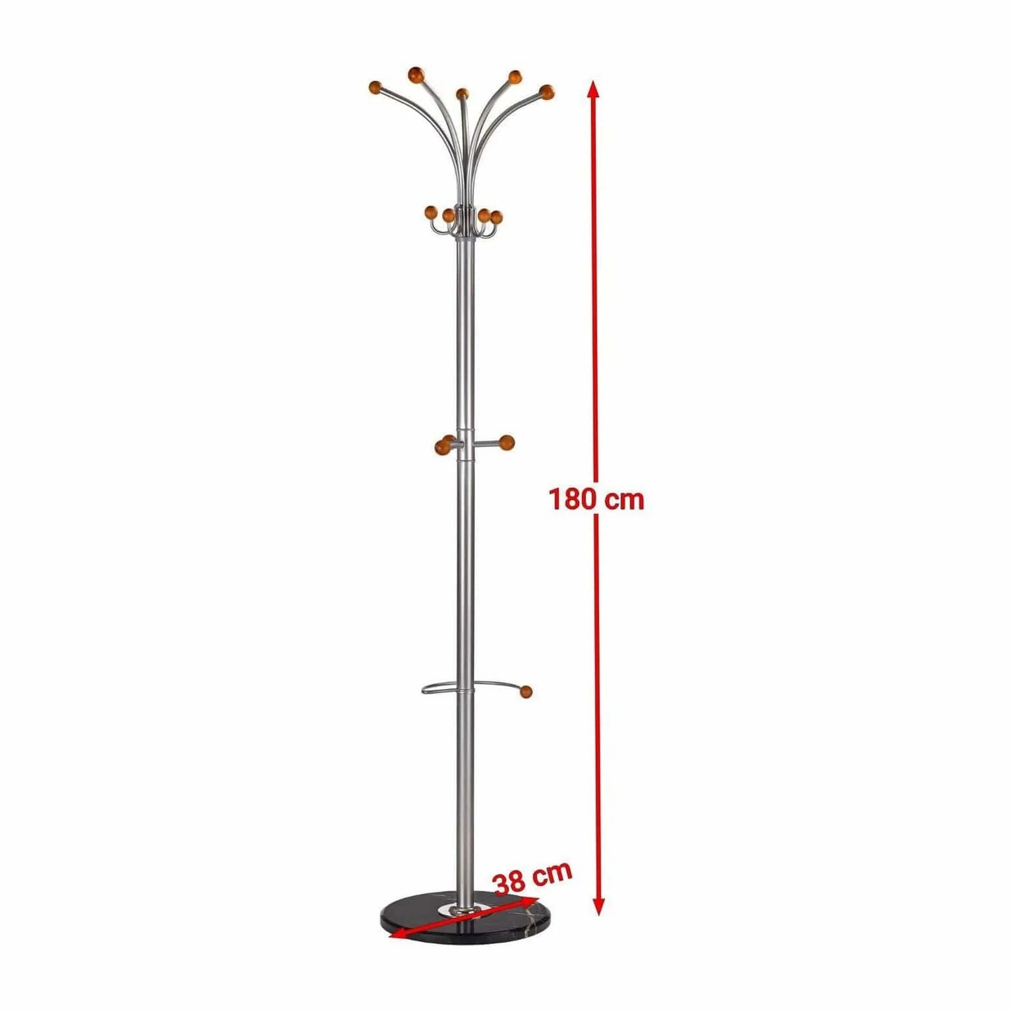 Cuier pom W46, argintiu, otel/lemn, 38x180 cm