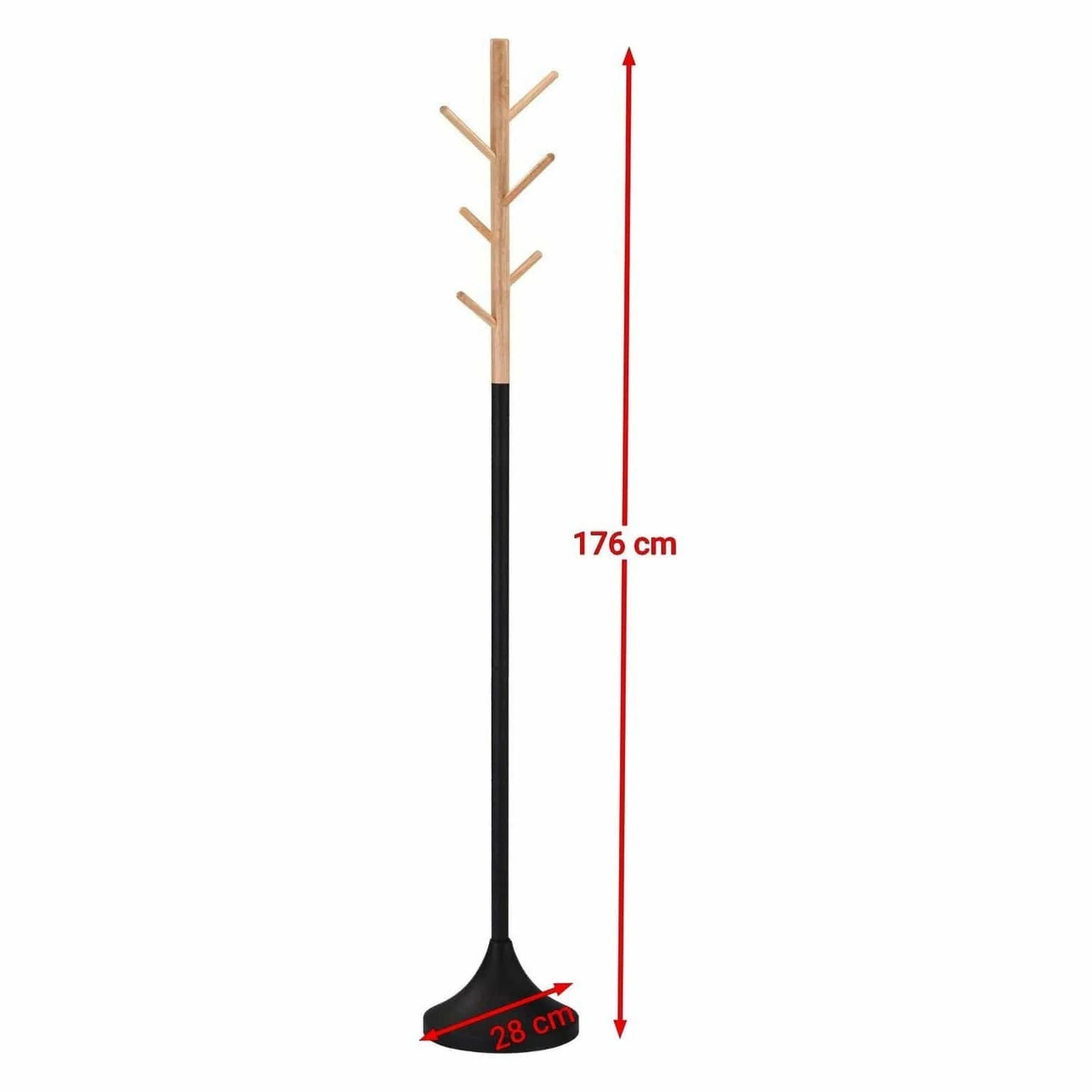 Cuier pom W58, negru/stejar, metal/lemn, 28x176 cm