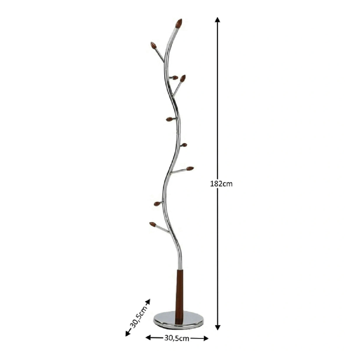 Cuier pom ZORO NEW, nuc/crom, lemn/metal, 31x182 cm