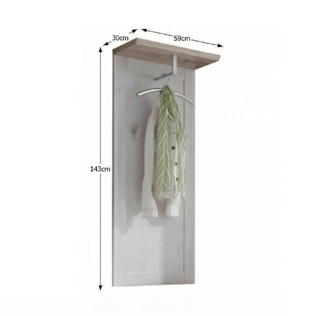 Cuier PROVENSAL, alb/stejar San Remo, PAL infoliat, 59x30x143 cm