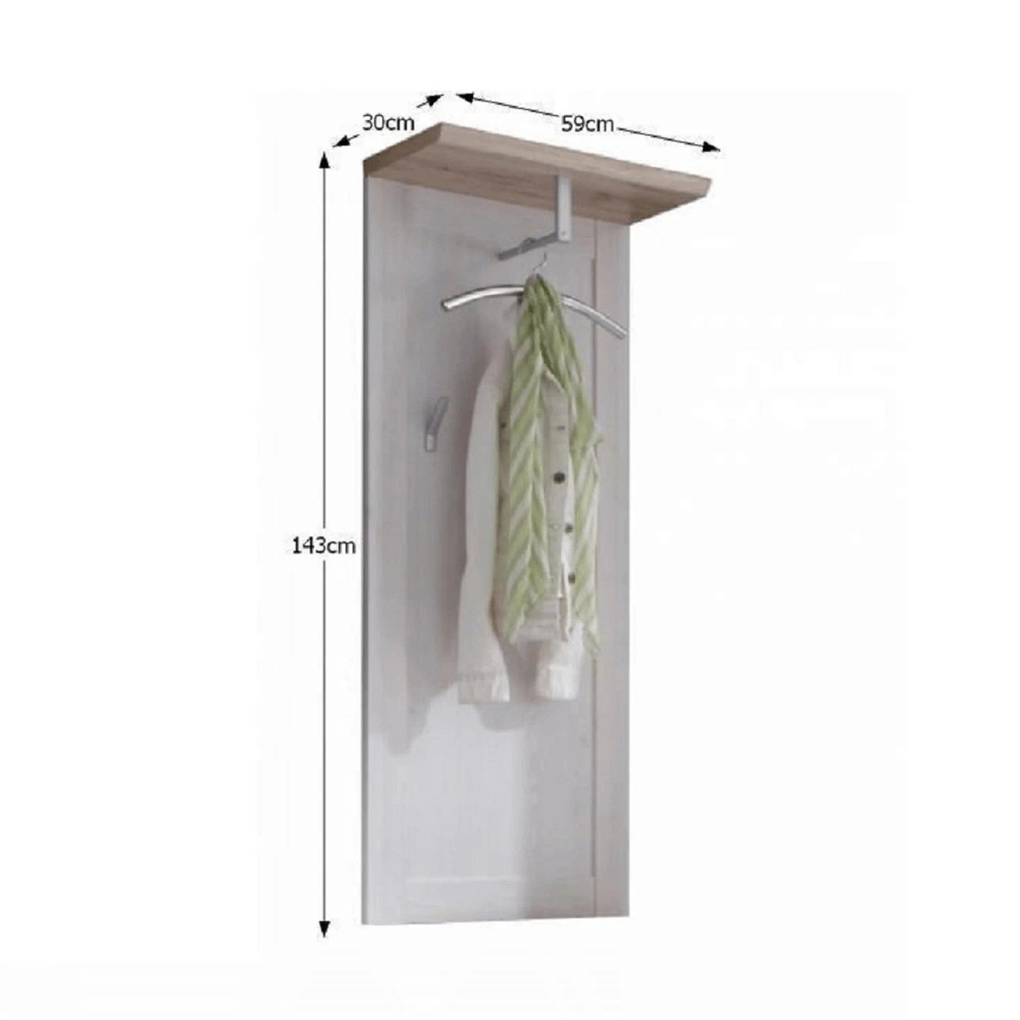 Cuier PROVENSAL, alb/stejar San Remo, PAL infoliat, 59x30x143 cm