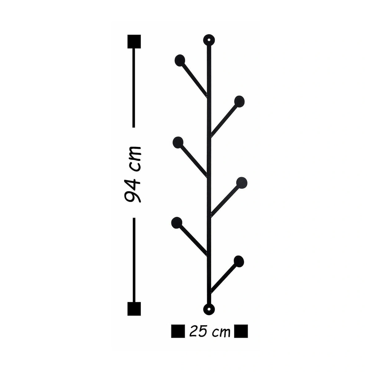 Cuier ROD 2, negru, metal, 25x94 cm