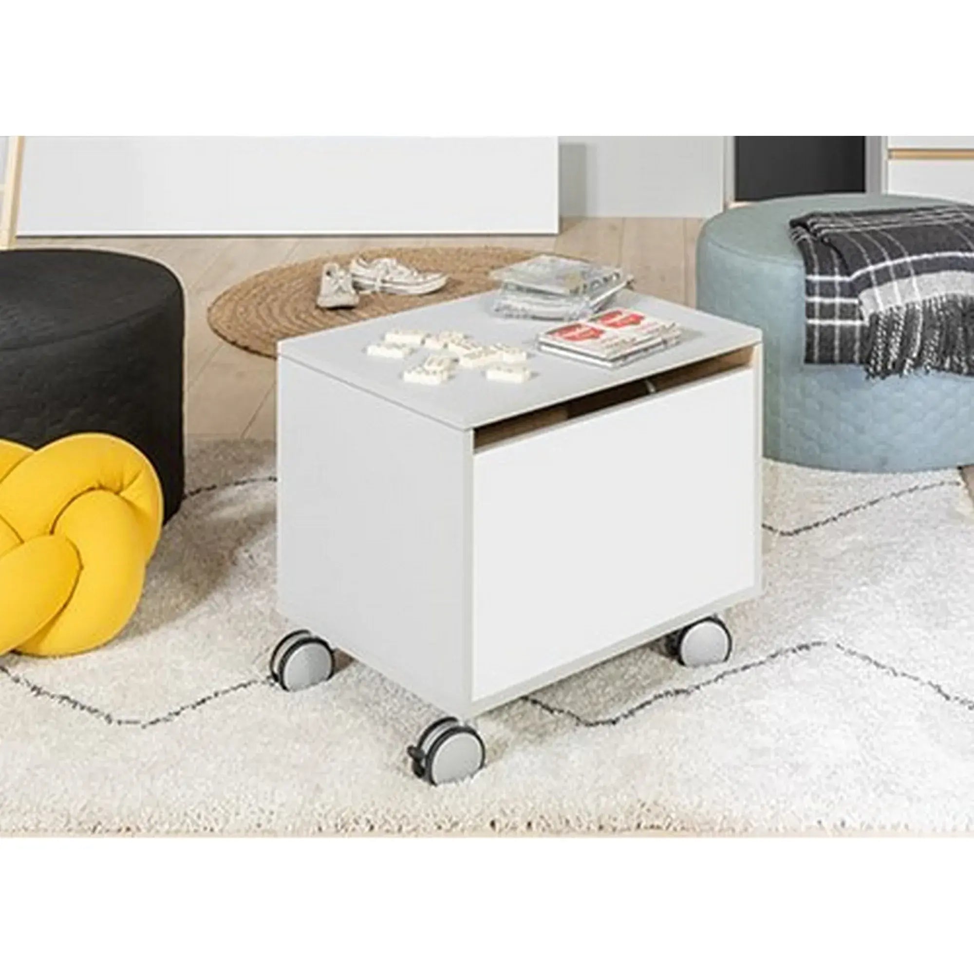 Cutie depozitare NANDU, gri/alb licios, PAL, 50x40x35 cm