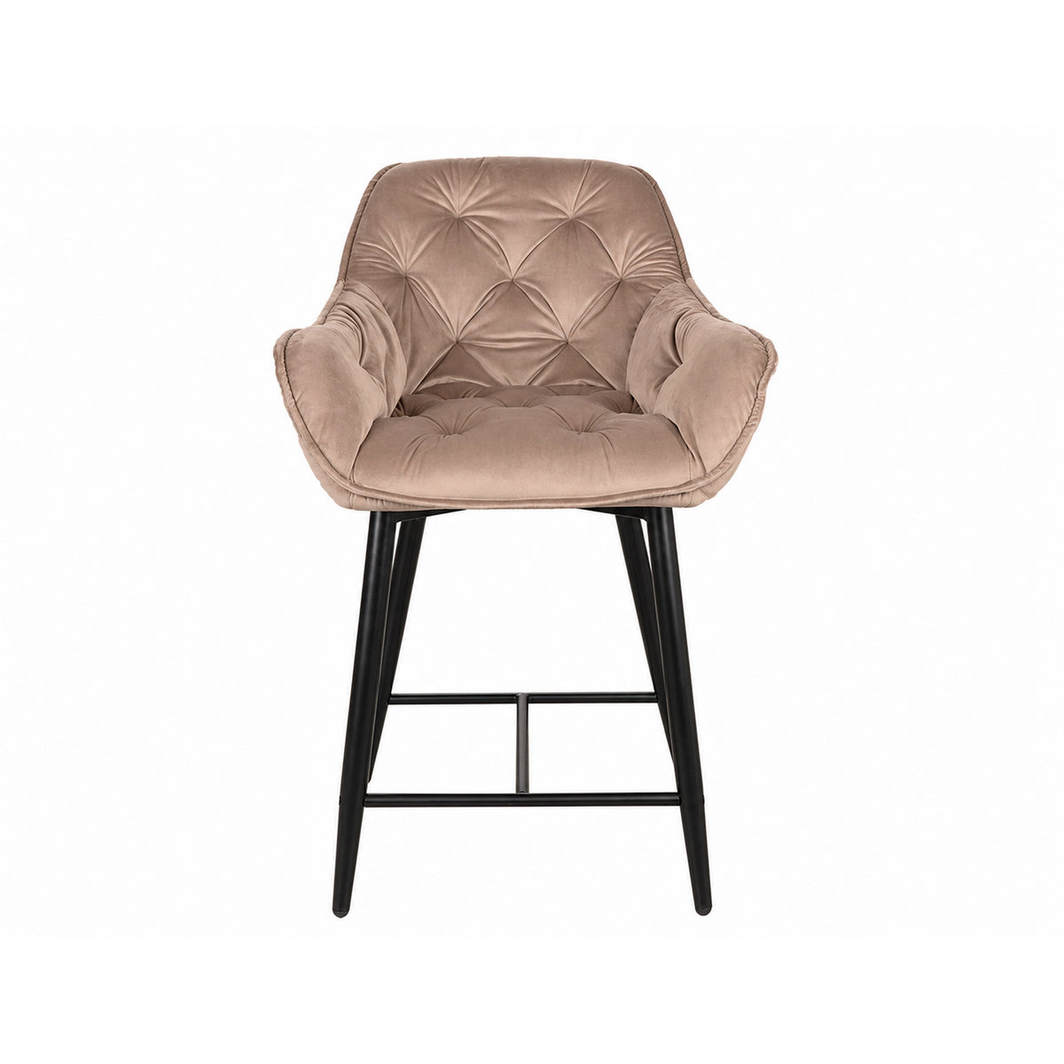 Scaun bar living CHERRY H-2, bej - Bluvel 28/negru mat, stofa catifelata/metal, 56x40x87 cm