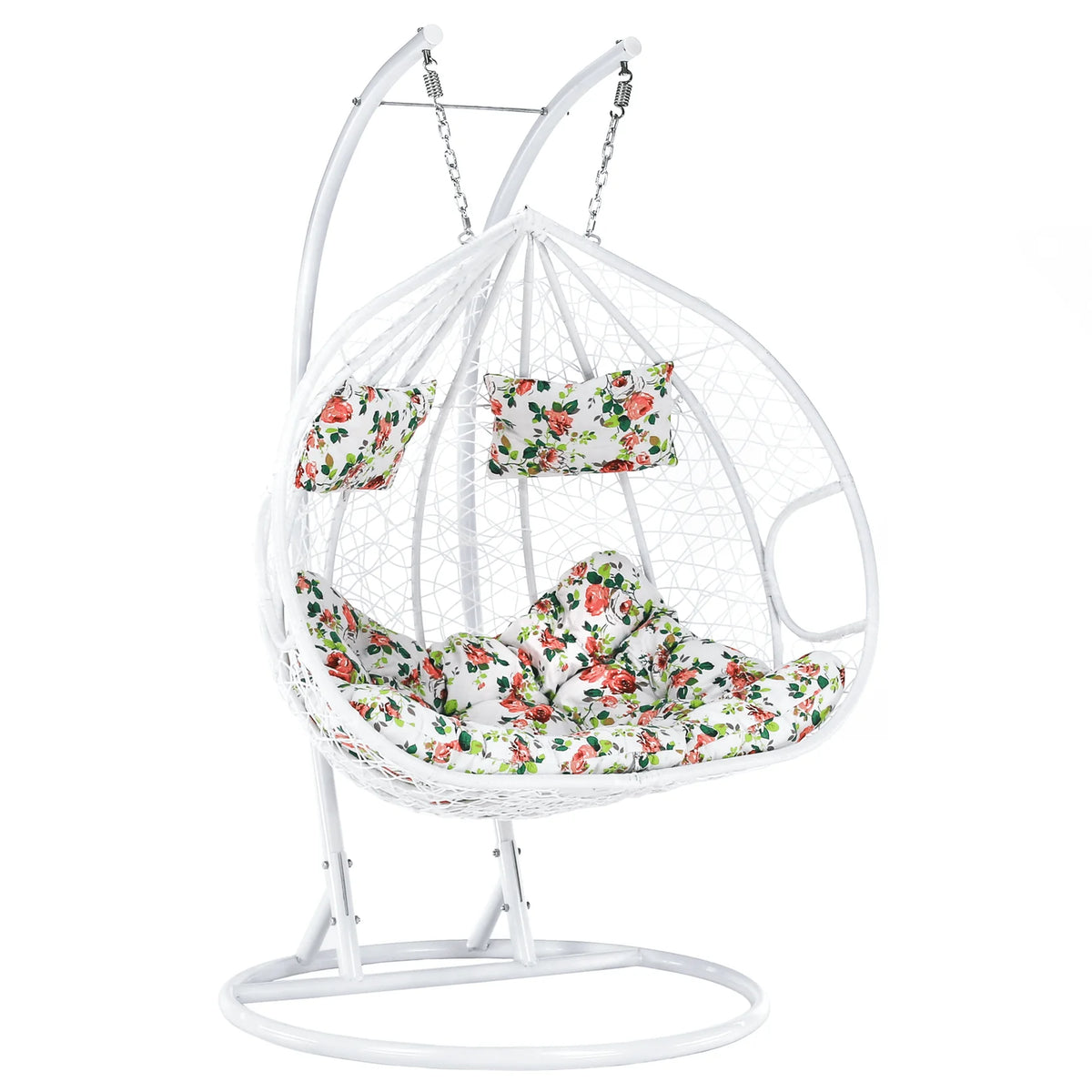 Balansoar gradina DALVEA 2 NEW, alb, rattan sintetic/metal, 133x117x195 cm