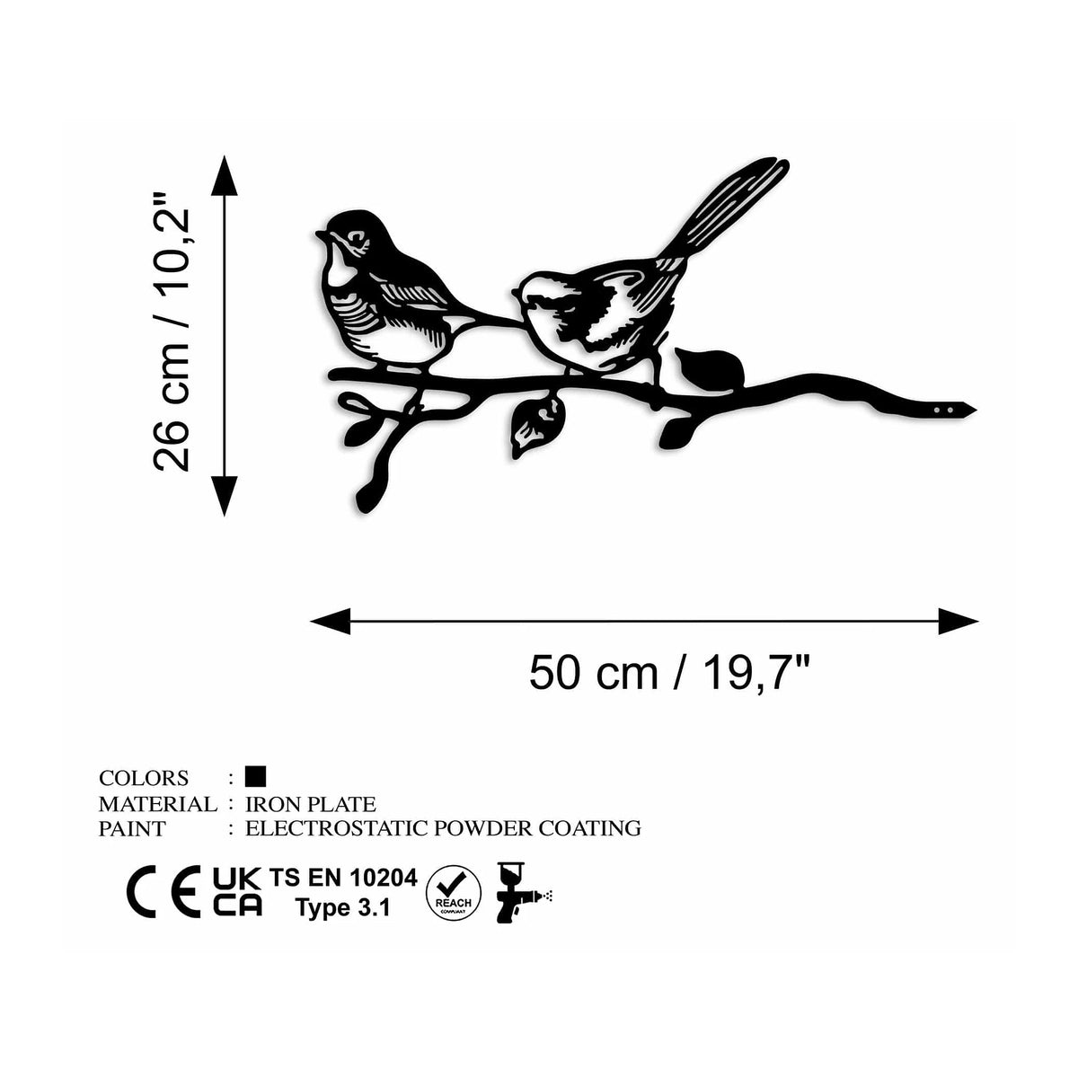 Decoratiune gradina 565TNL1302, negru, metal, 50x26 cm
