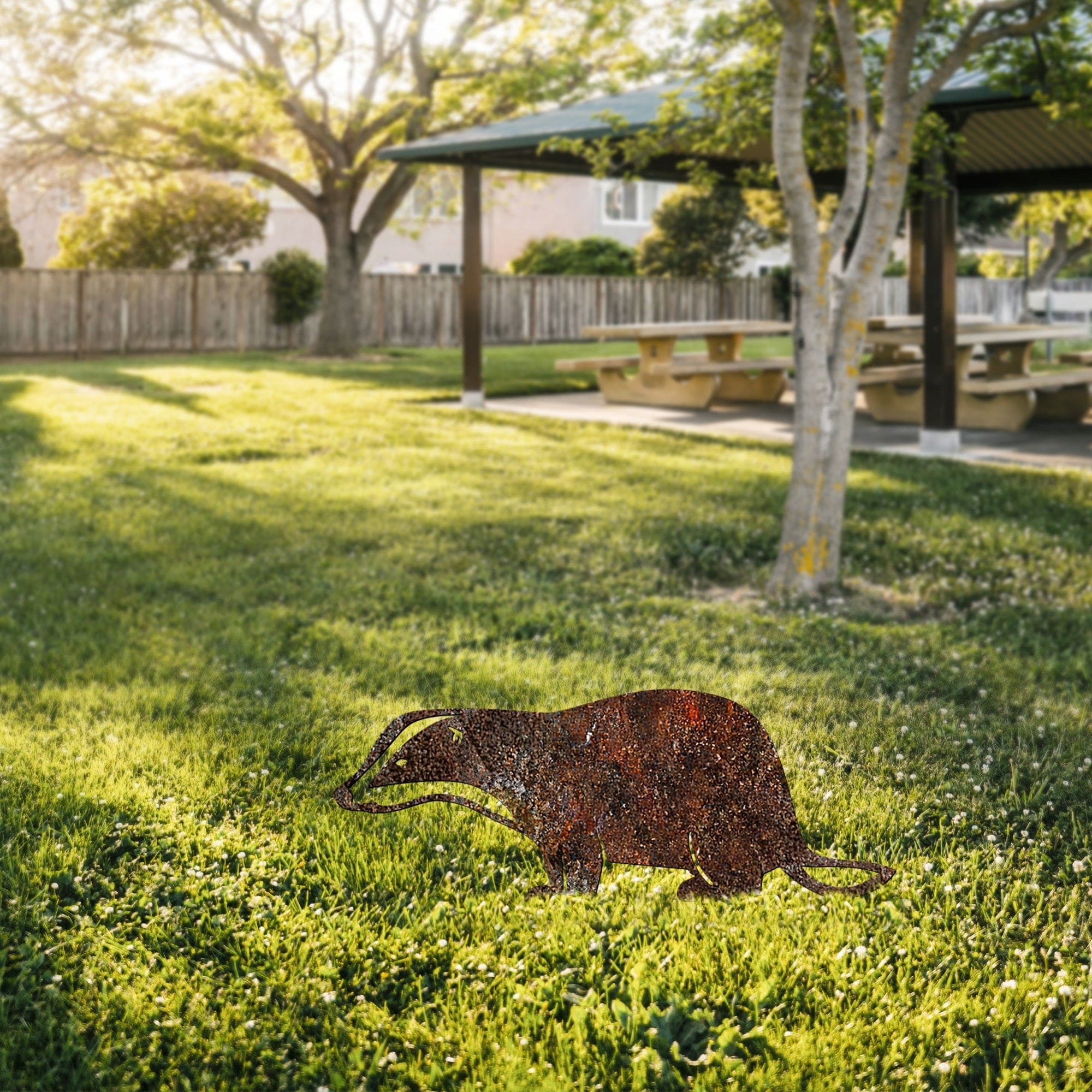 Decoratiune gradina BADGER A-01, maro, metal, 45x17 cm