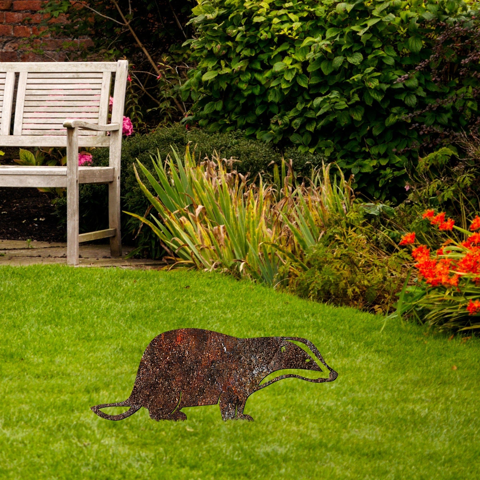 Decoratiune gradina BADGER A-01, maro, metal, 45x17 cm