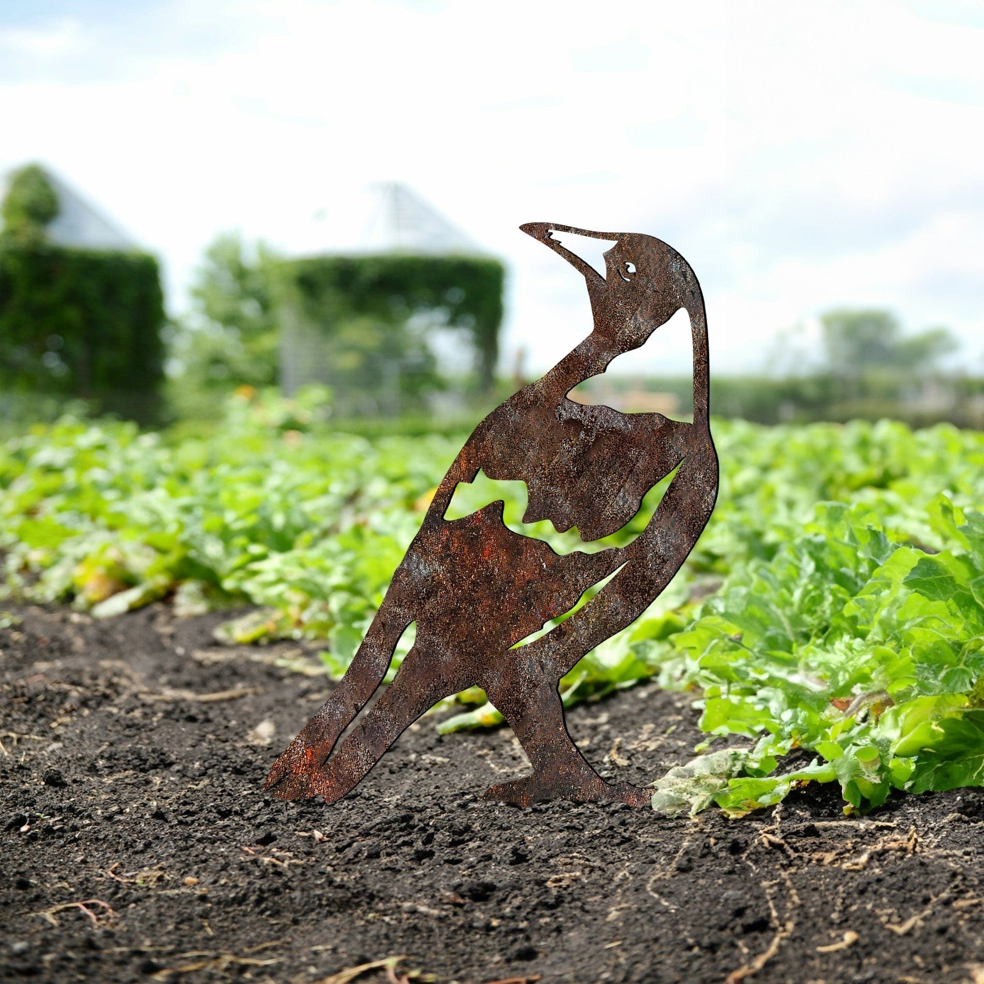 Decoratiune gradina BIRD A-01, maro, metal, 27x35 cm