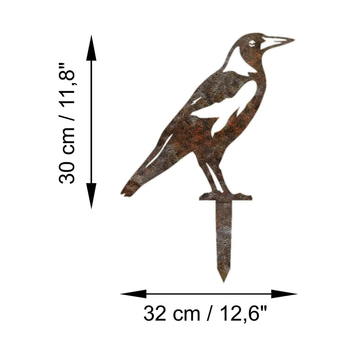 Decoratiune gradina BIRD A-02, maro, metal, 32x30 cm