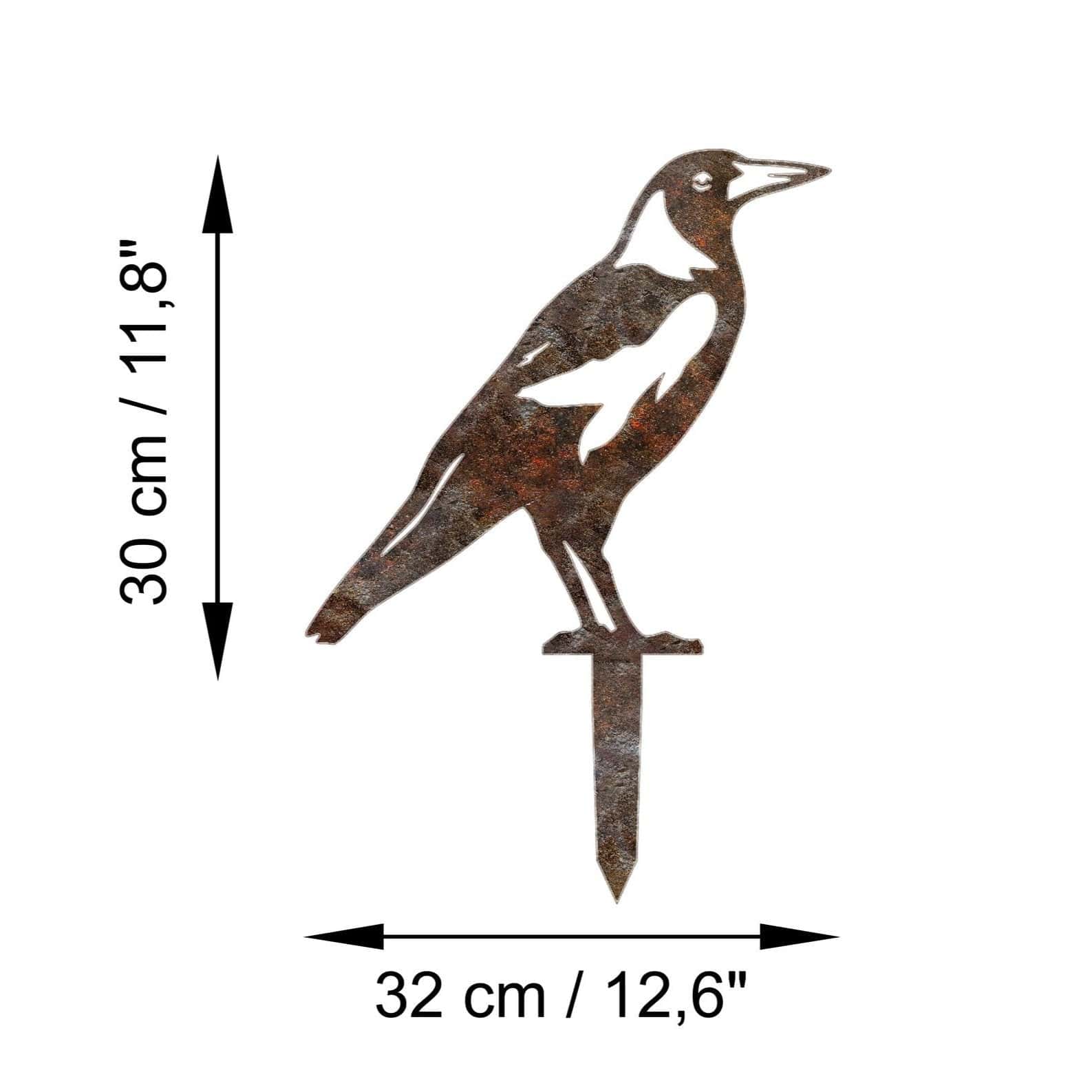 Decoratiune gradina BIRD A-02, maro, metal, 32x30 cm
