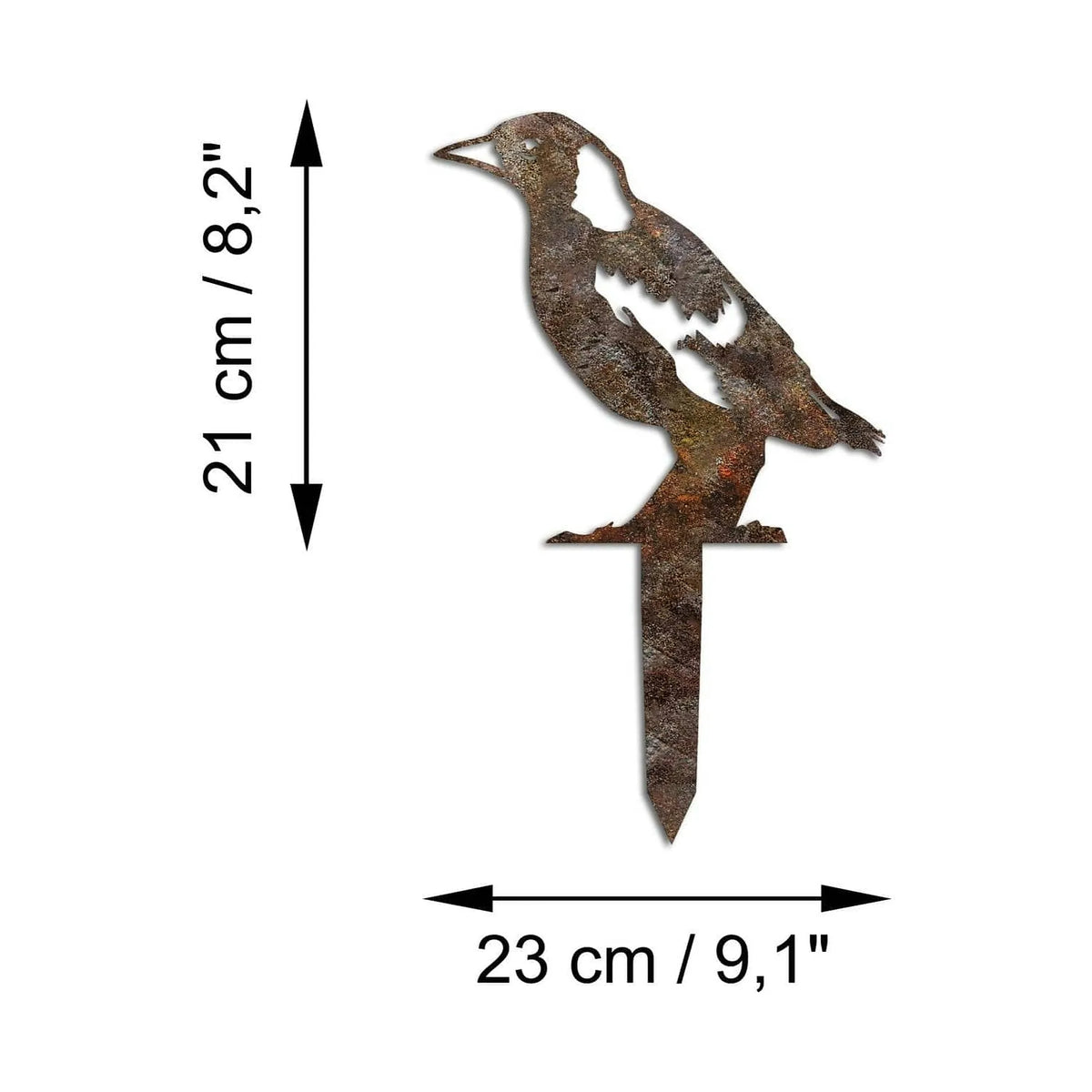 Decoratiune gradina BIRD A-03, maro, metal, 23x21 cm