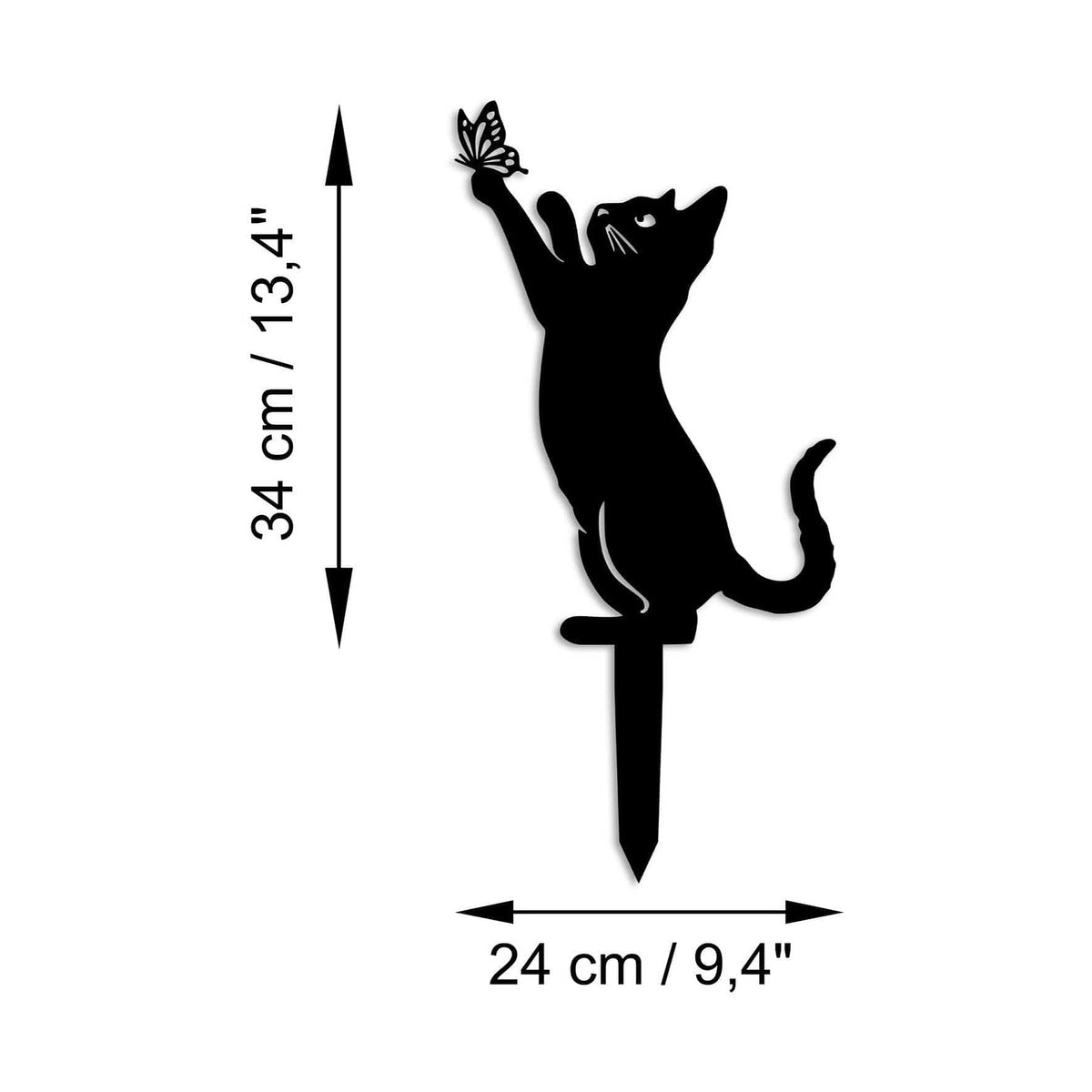 Decoratiune gradina CAT 01, negru, metal, 24x34 cm