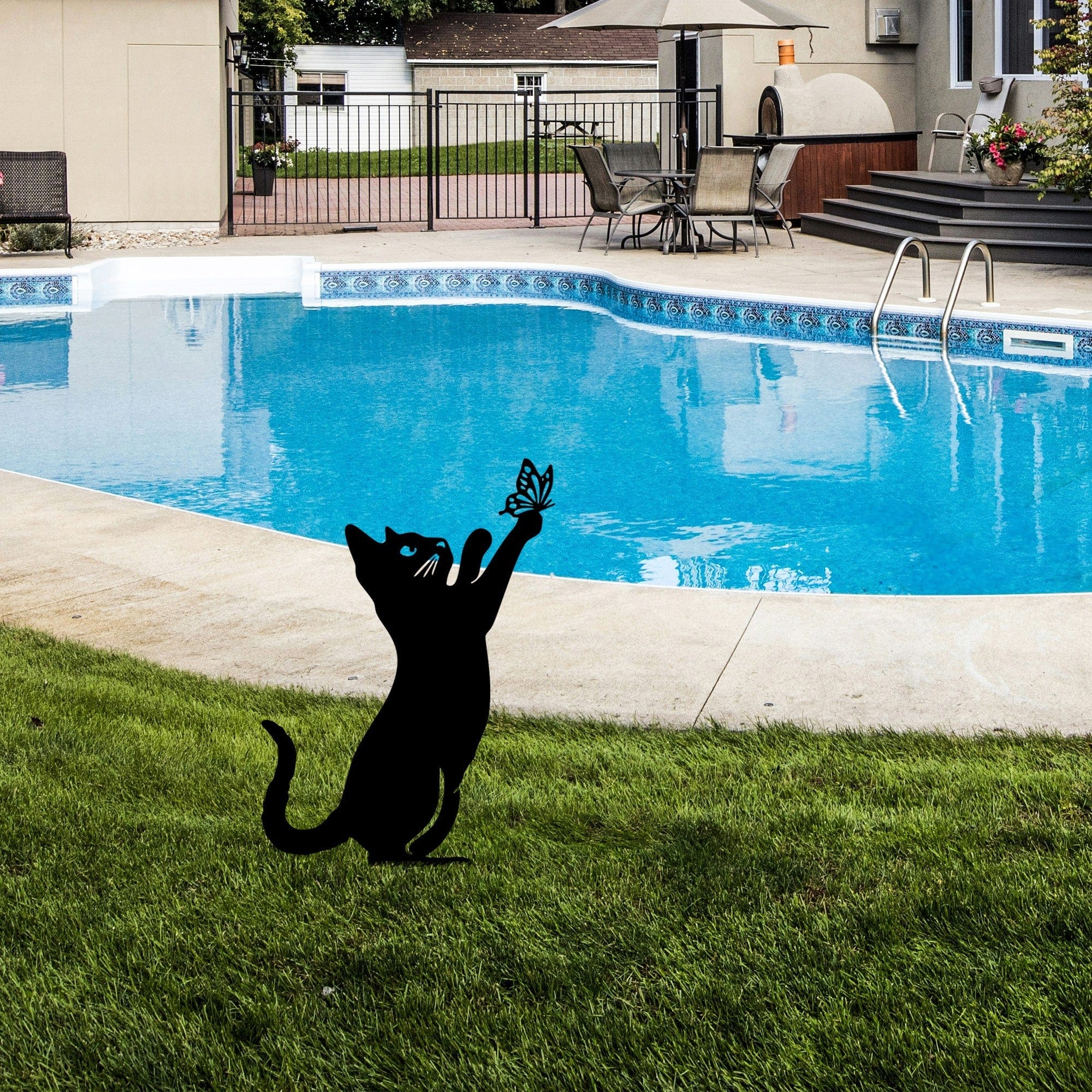 Decoratiune gradina CAT 01, negru, metal, 24x34 cm