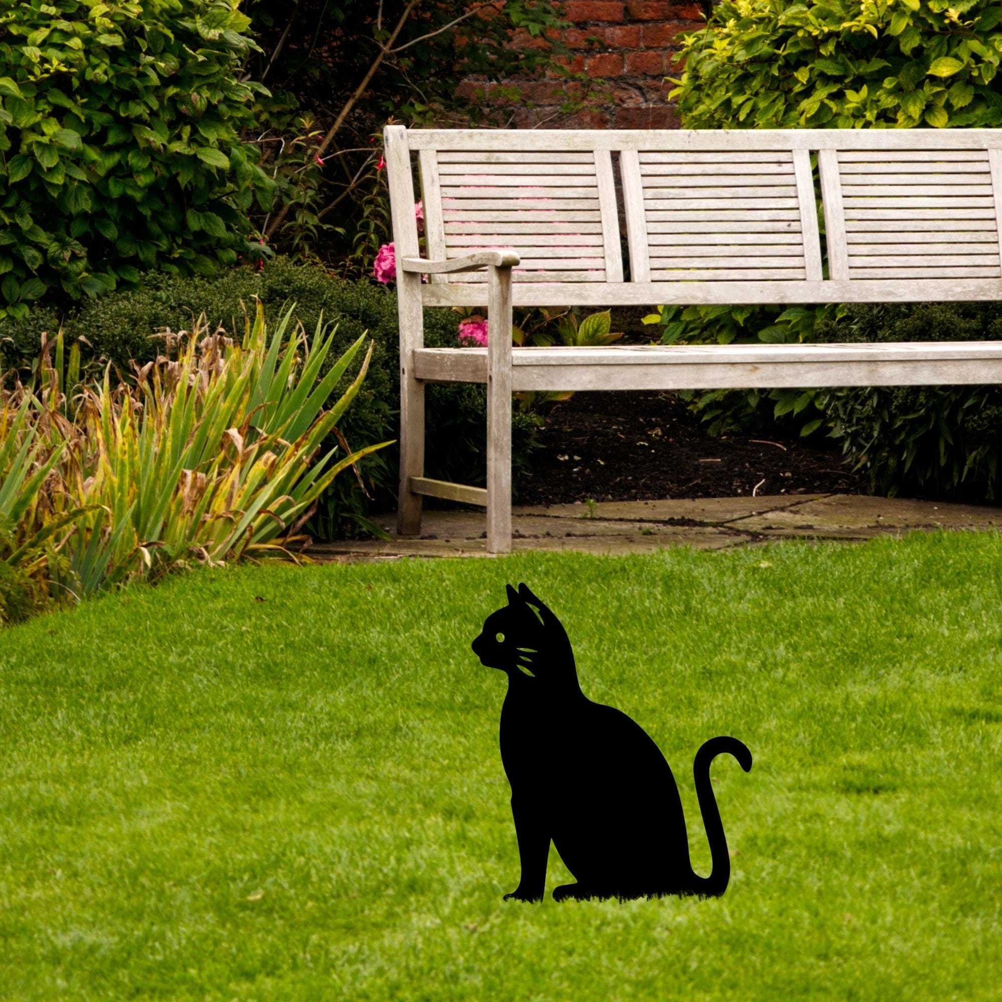 Decoratiune gradina CAT-02, negru, metal, 20x23 cm