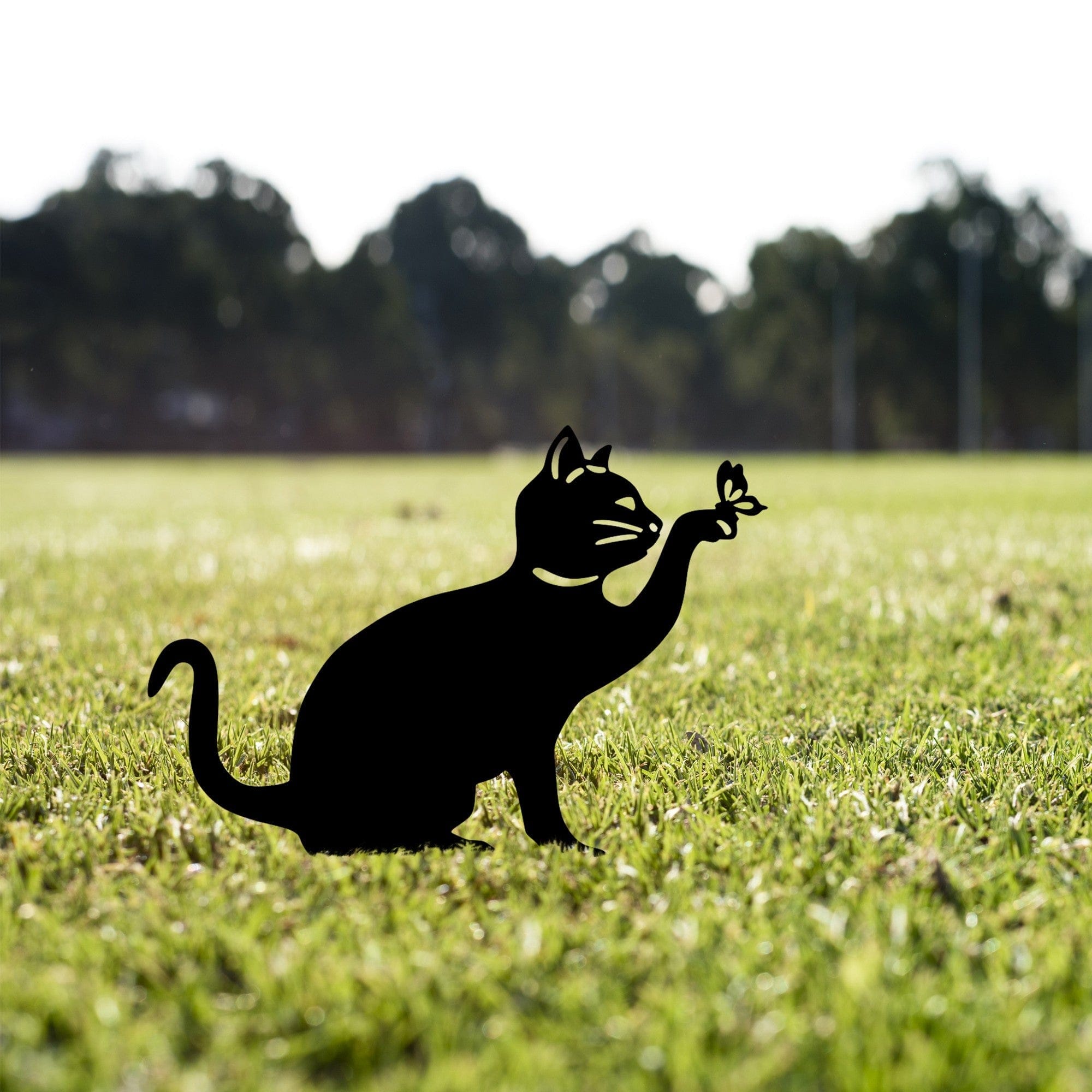 Decoratiune gradina CAT-03, negru, metal, 31x22 cm