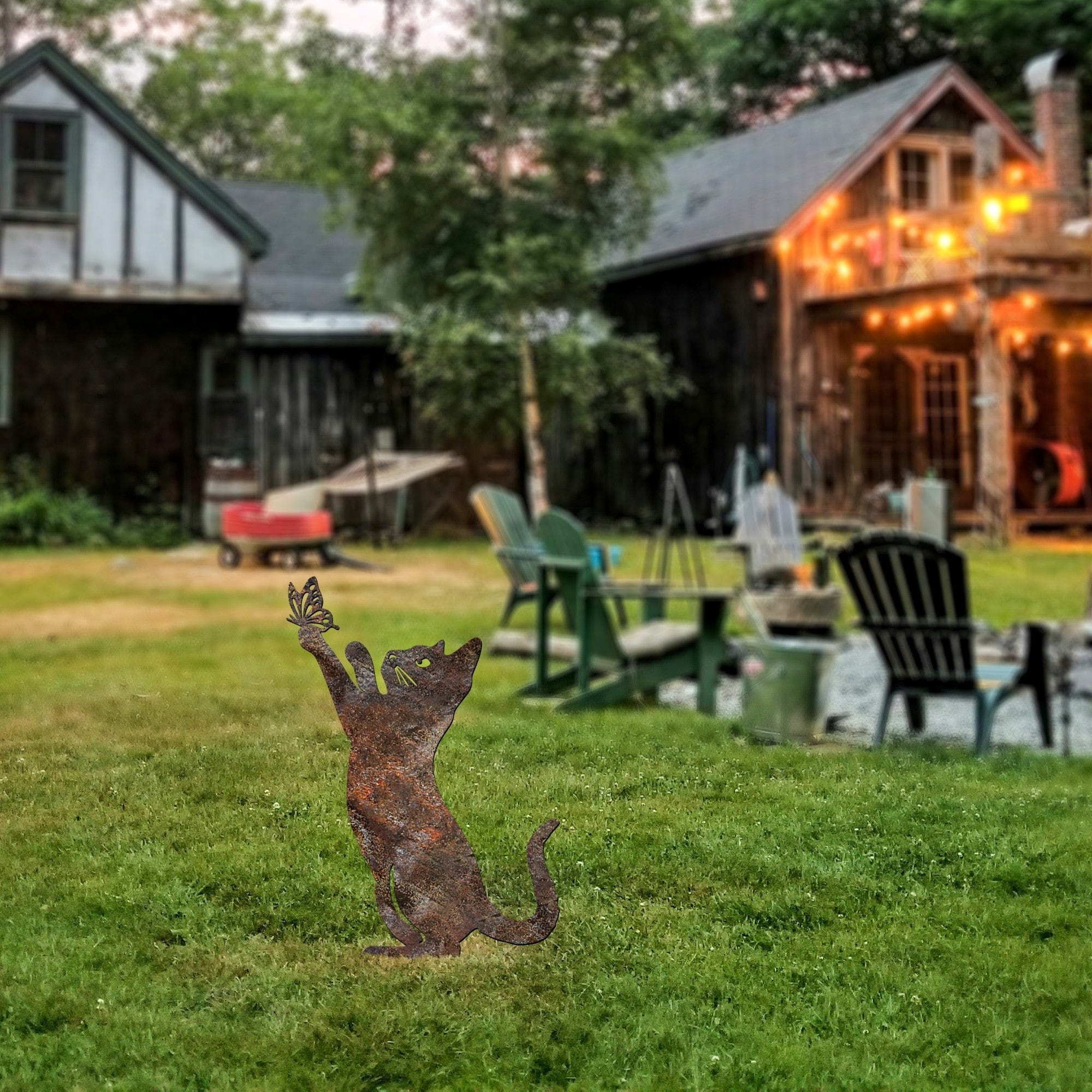 Decoratiune gradina CAT A-01, maro, metal, 24x34 cm