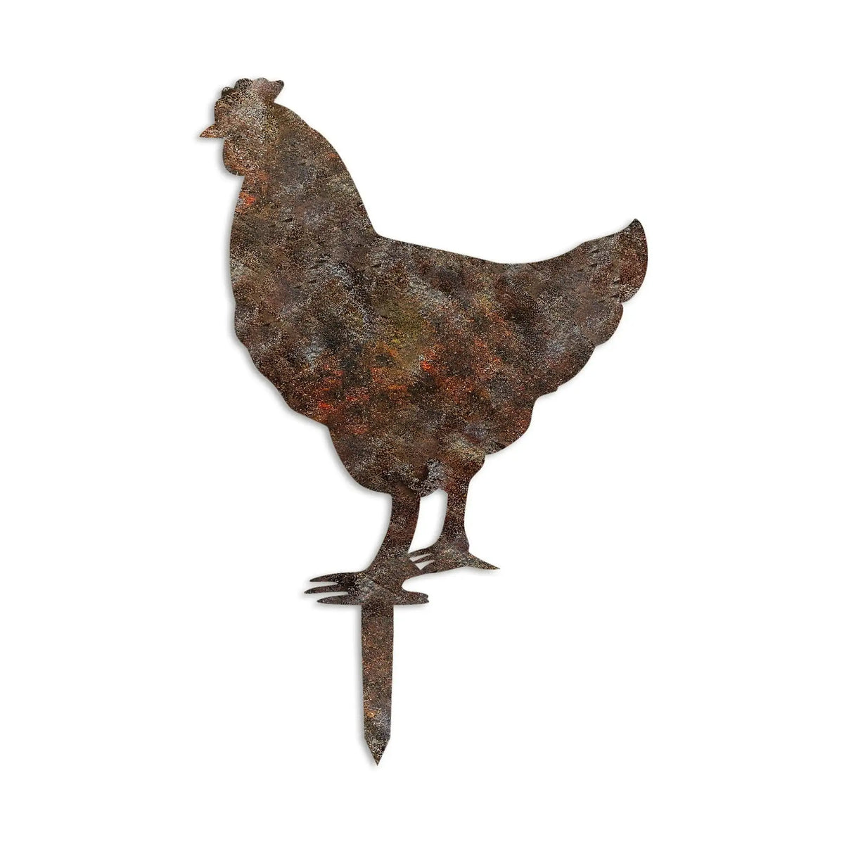 Decoratiune gradina CHICKEN A-01, maro, metal, 42x49 cm