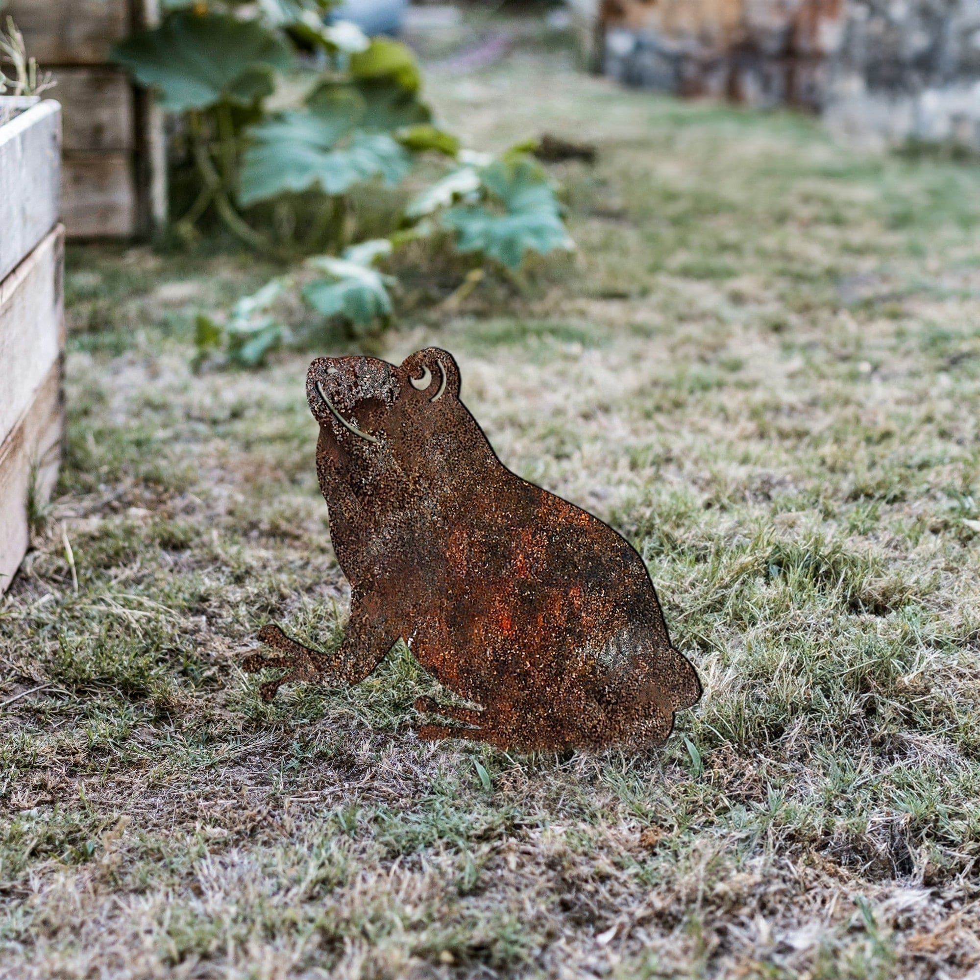 Decoratiune gradina FROG A 01, maro, metal, 34x22 cm
