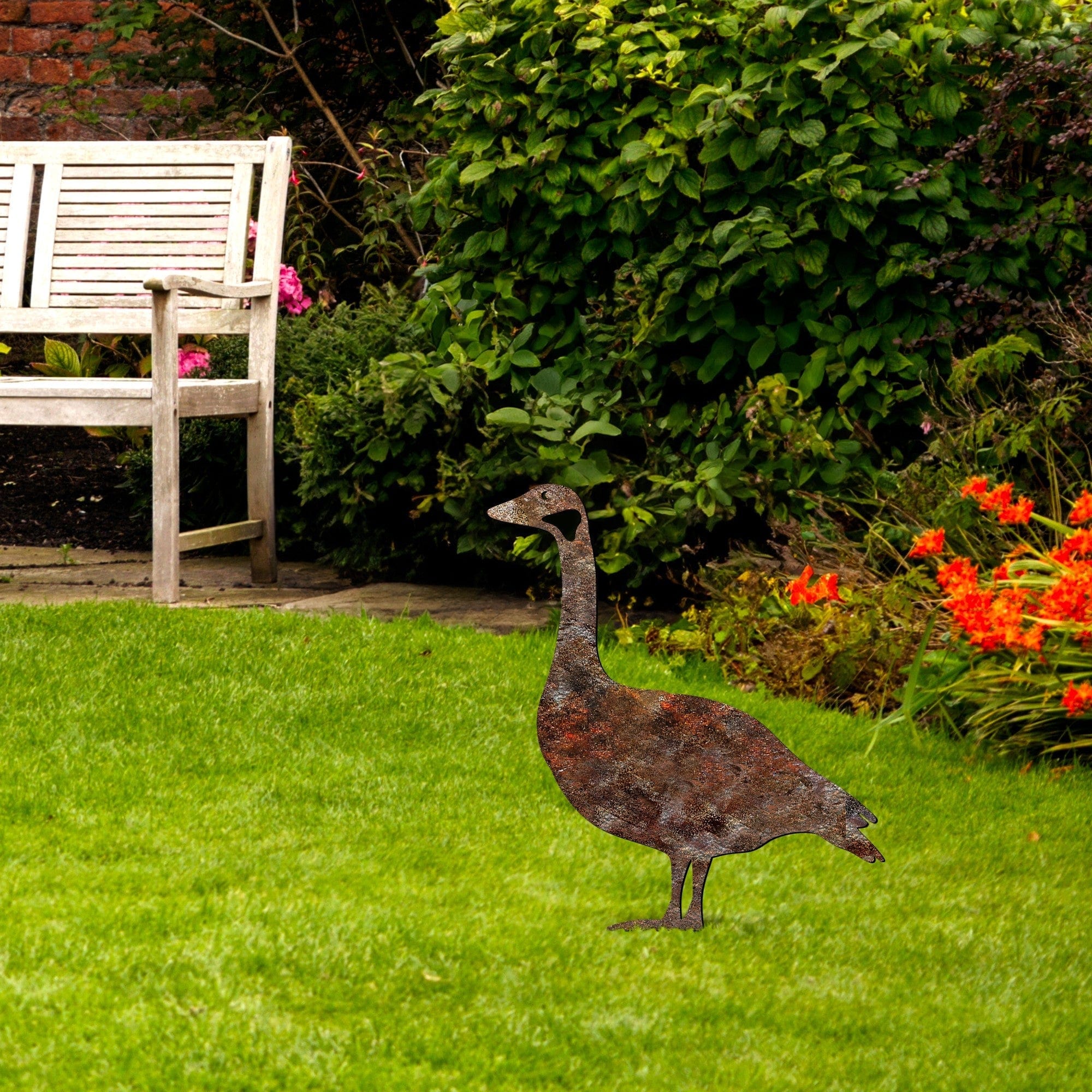 Decoratiune gradina GOOSE A-01, maro, metal, 44x49 cm