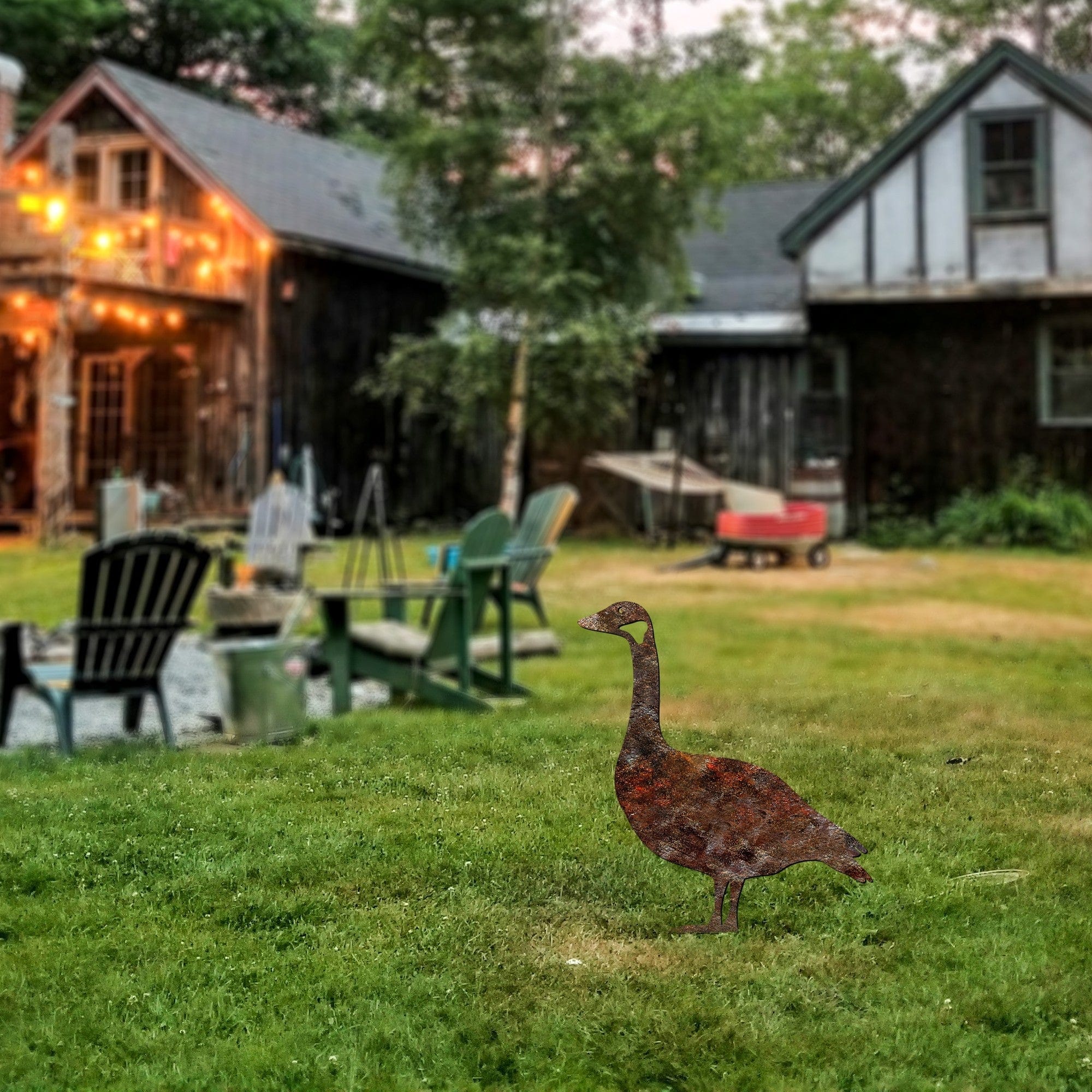 Decoratiune gradina GOOSE A-01, maro, metal, 44x49 cm
