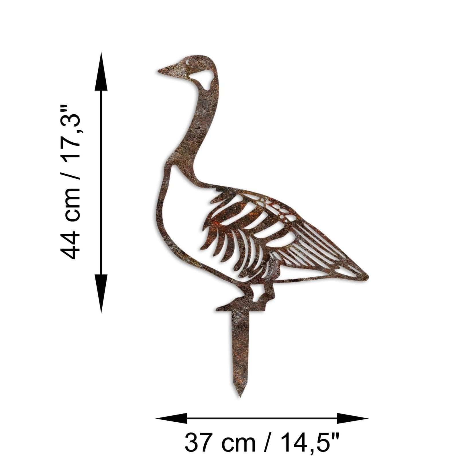 Decoratiune gradina GOOSE A-03, maro, metal, 37x44 cm