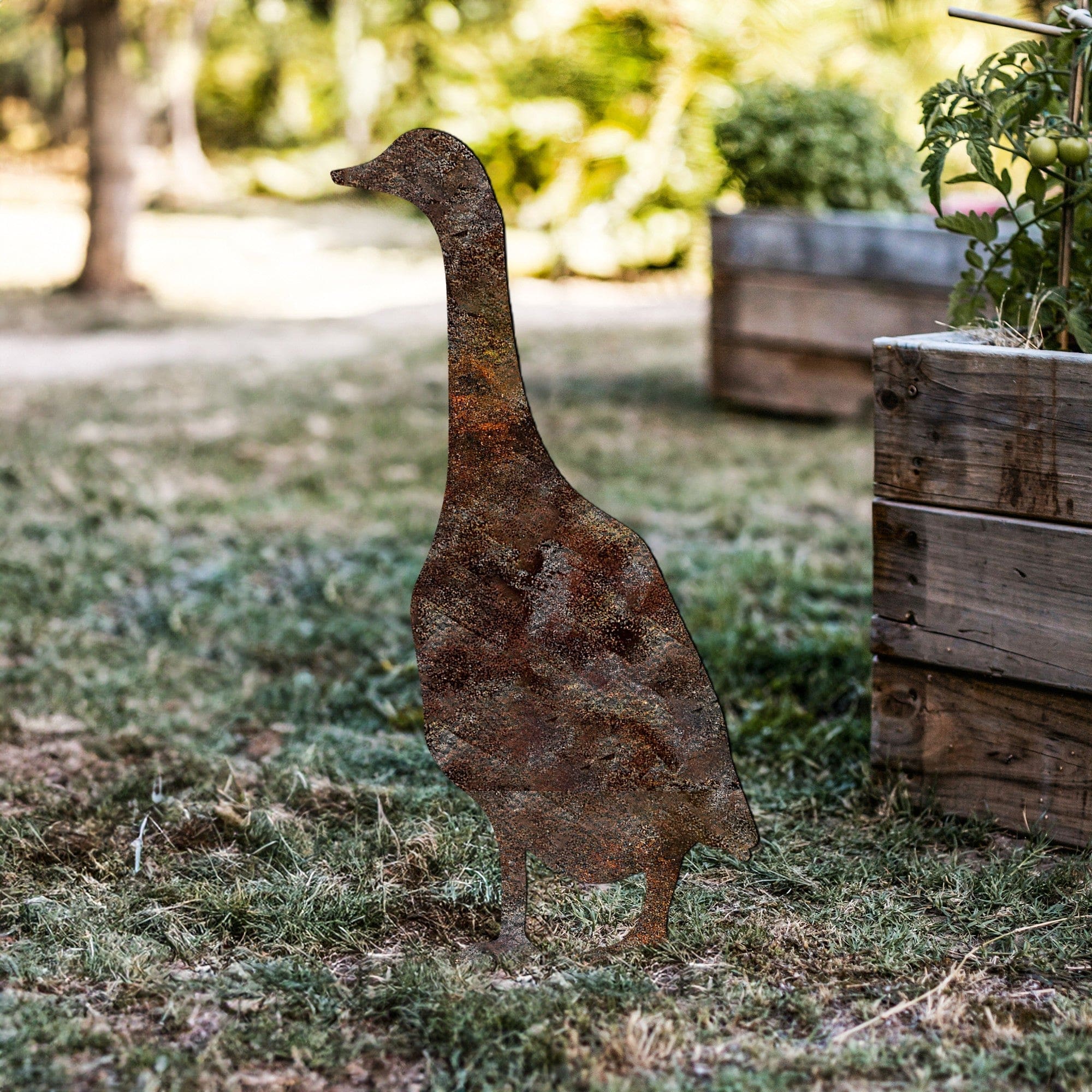 Decoratiune gradina GOOSE A-04, maro, metal, 26x50 cm