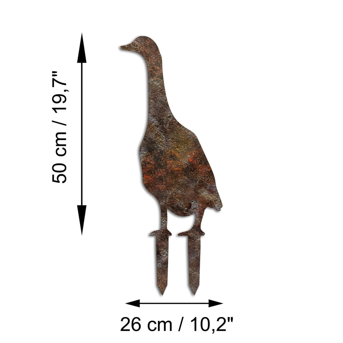 Decoratiune gradina GOOSE A-04, maro, metal, 26x50 cm