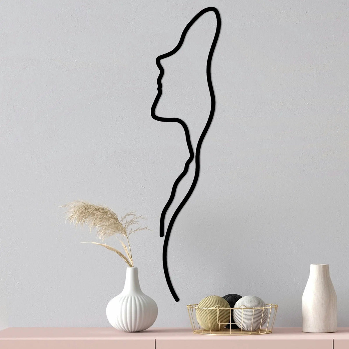 Decoratiune perete 891TNL1988, negru, metal, 18x74 cm