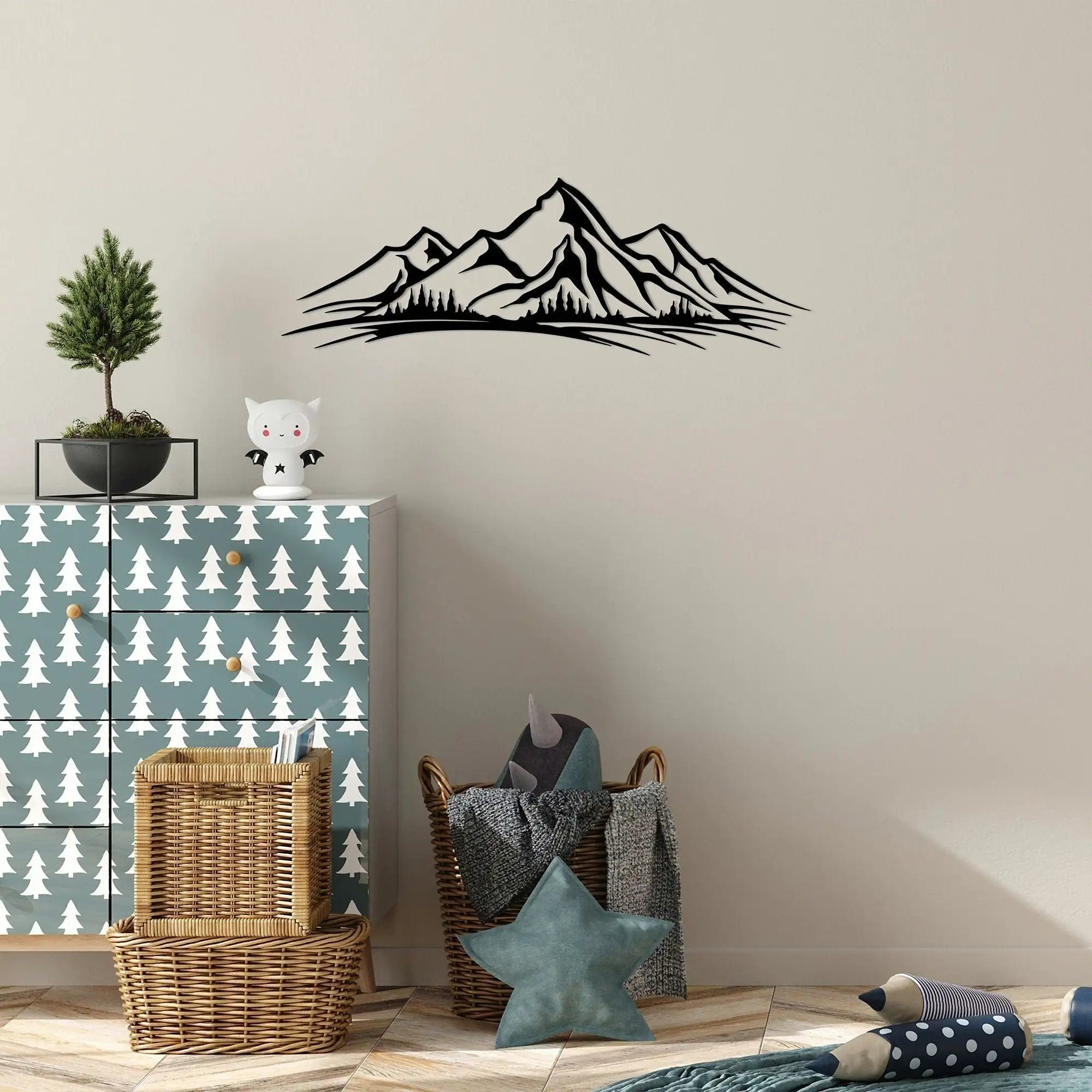 Decoratiune perete 891TNL3141, negru, metal, 70x23 cm
