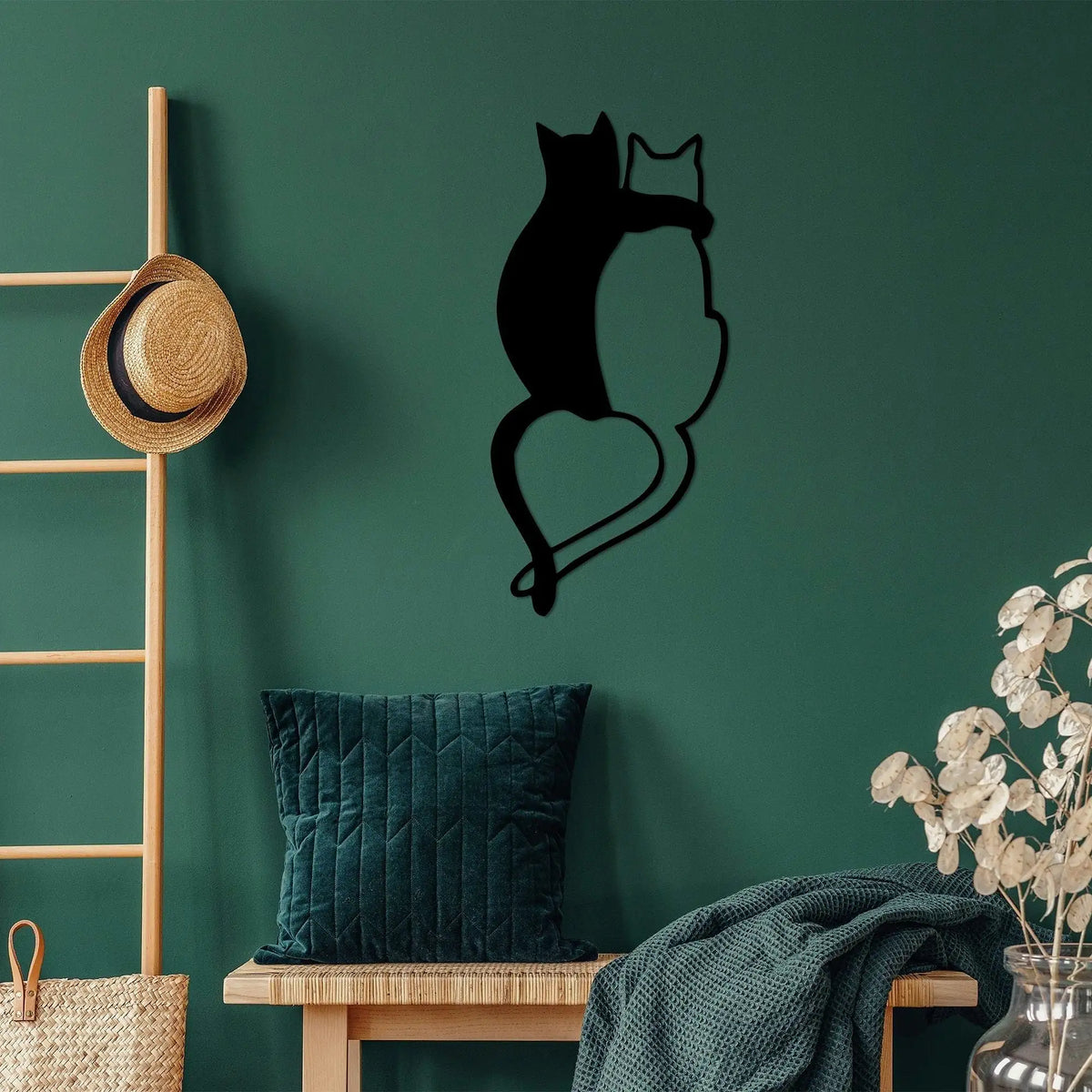 Decoratiune perete 899SKL2513, negru, metal, 33x70 cm