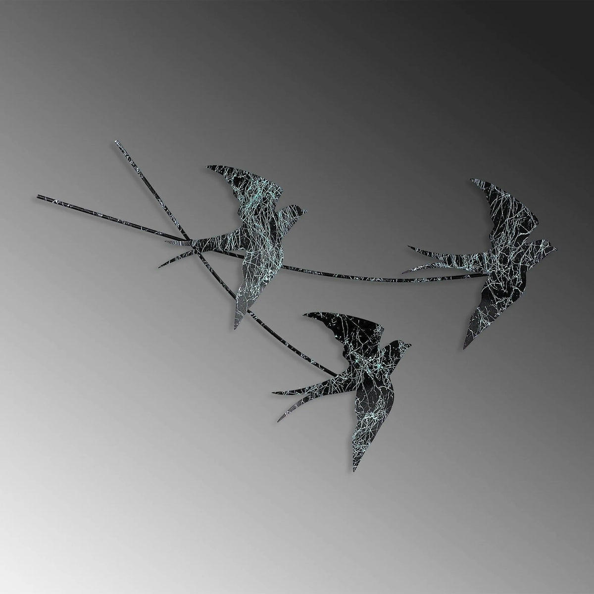 Decoratiune perete 930DYU1223, negru/alb, metal, 70x42 cm