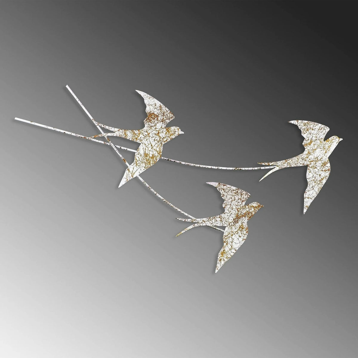 Decoratiune perete 930DYU1226, alb/auriu, metal, 70x42 cm