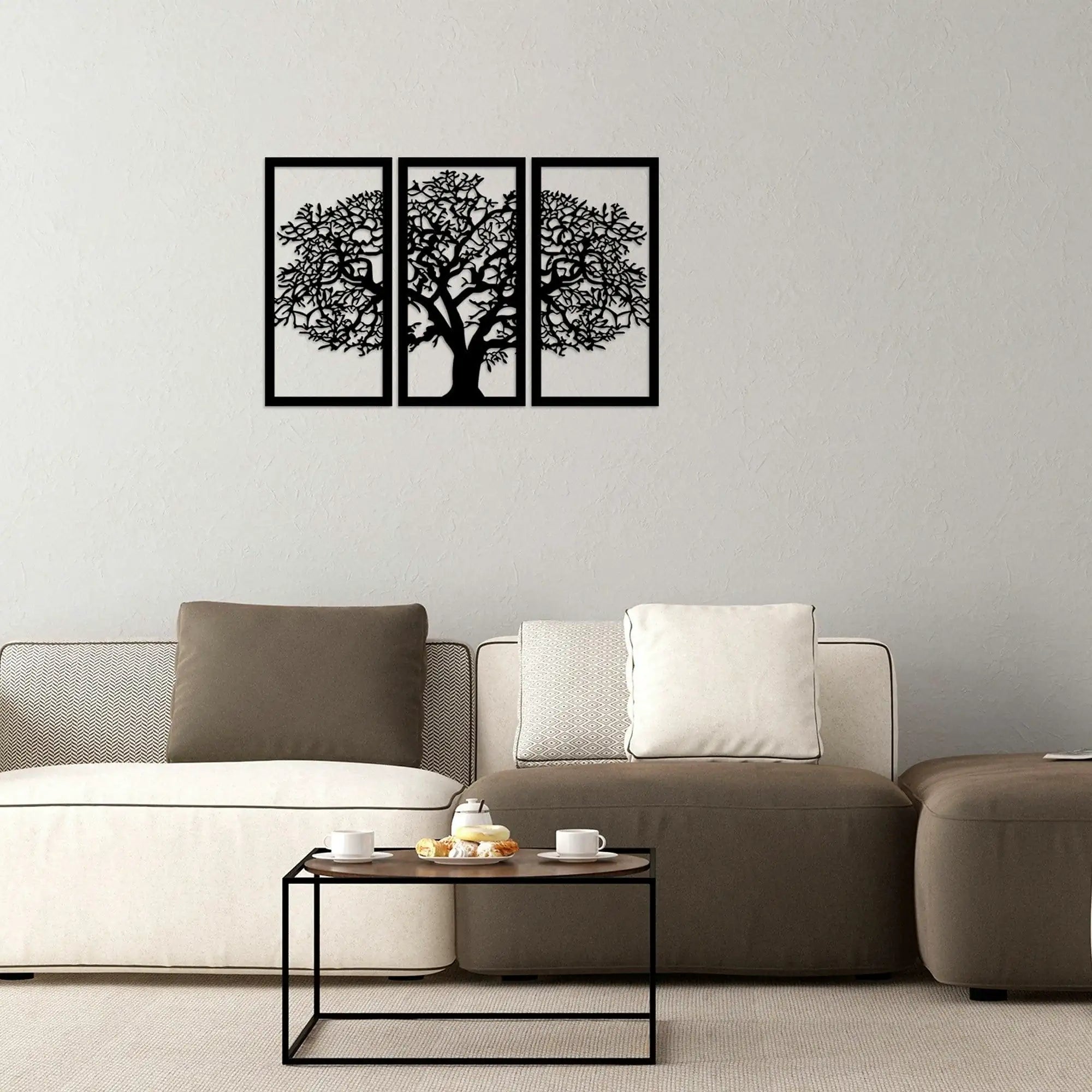 Decoratiune perete AGAC 5, negru, lemn, 105x66 cm