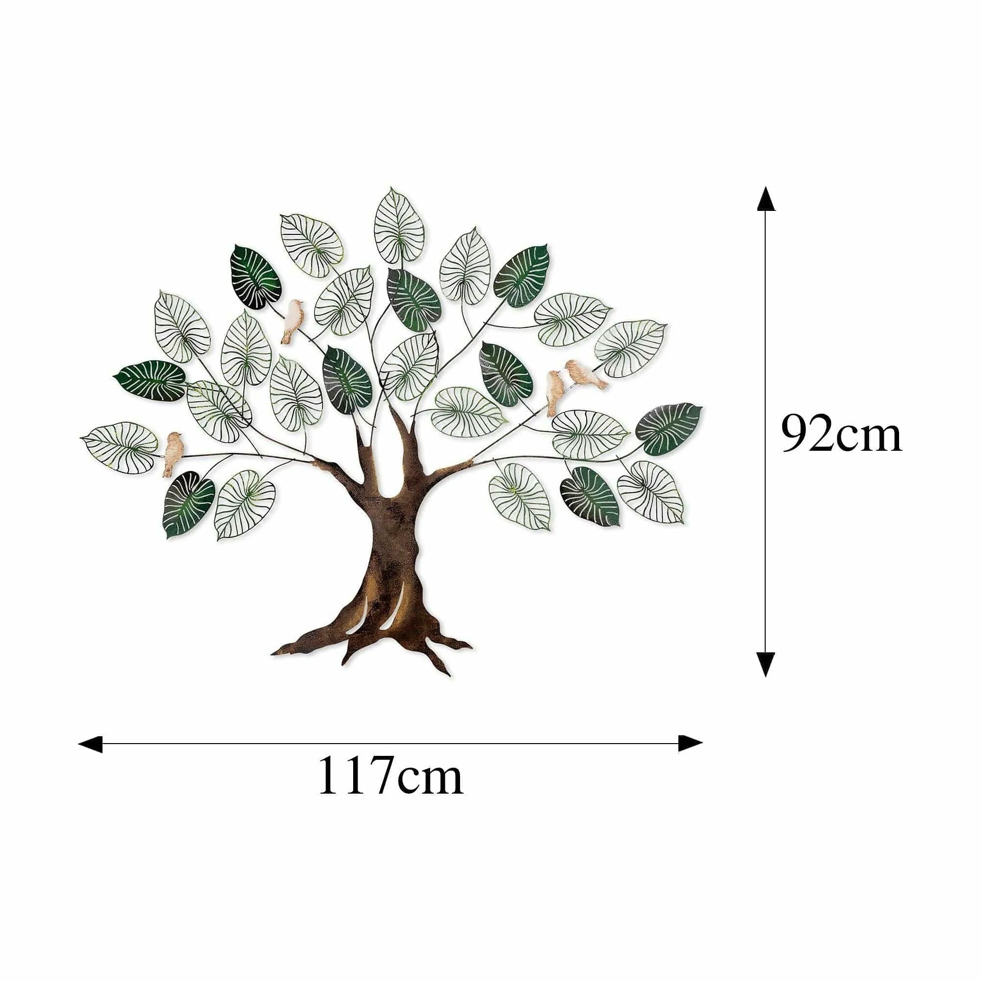 Decoratiune perete ALDER, maro/verde, metal, 117x92 cm