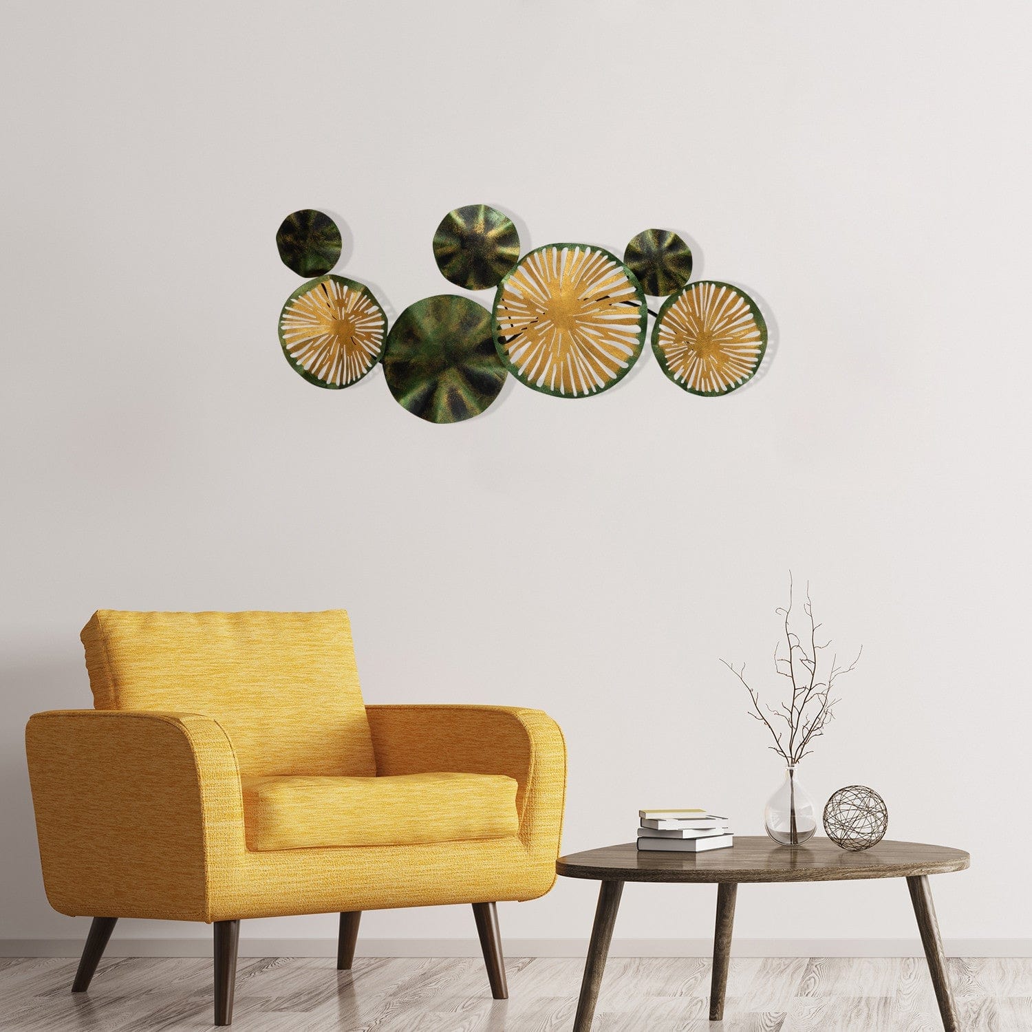 Decoratiune perete ASTRID - CH102-1, verde/auriu, metal, 79x35 cm