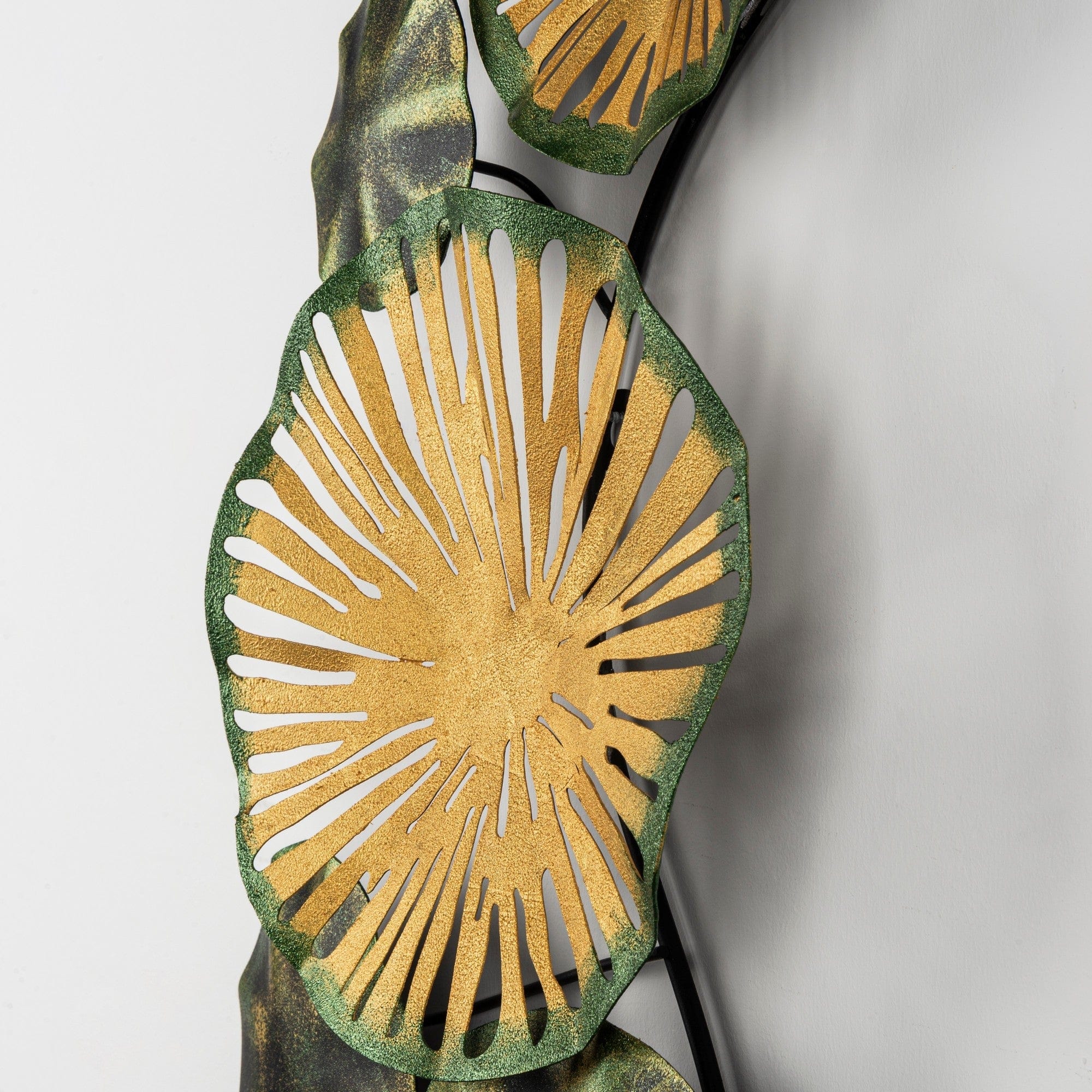 Decoratiune perete ASTRID - CH102-1, verde/auriu, metal, 79x35 cm