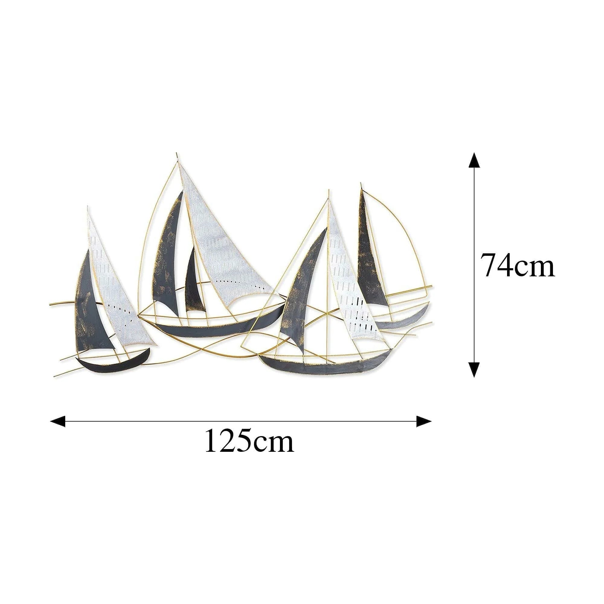 Decoratiune perete BARBAROS, auriu/gri, metal, 125x8x74 cm