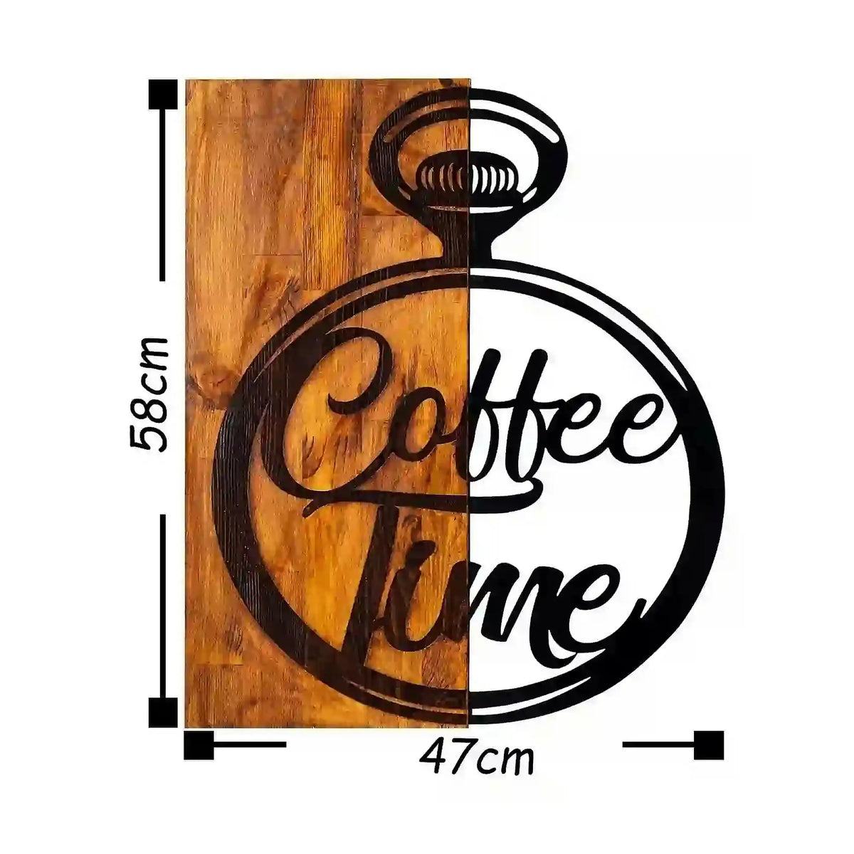 Decoratiune perete CANTEEN, nuc/negru, lemn/metal, 47x58 cm