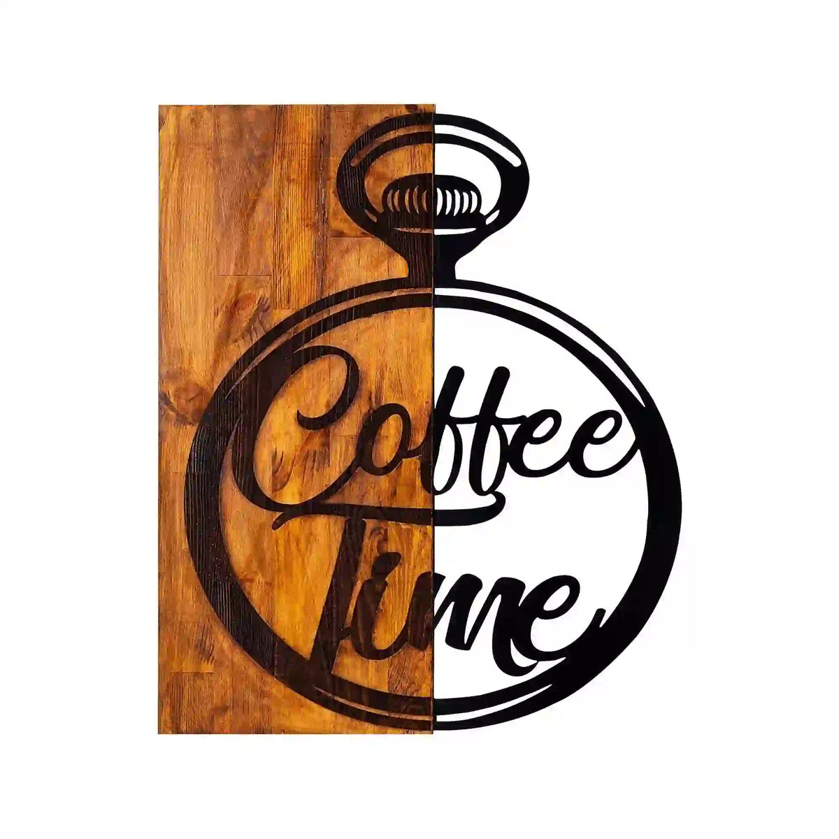 Decoratiune perete CANTEEN, nuc/negru, lemn/metal, 47x58 cm