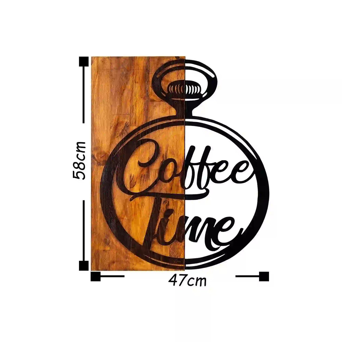 Decoratiune perete CANTEEN, nuc/negru, lemn/metal, 47x58 cm