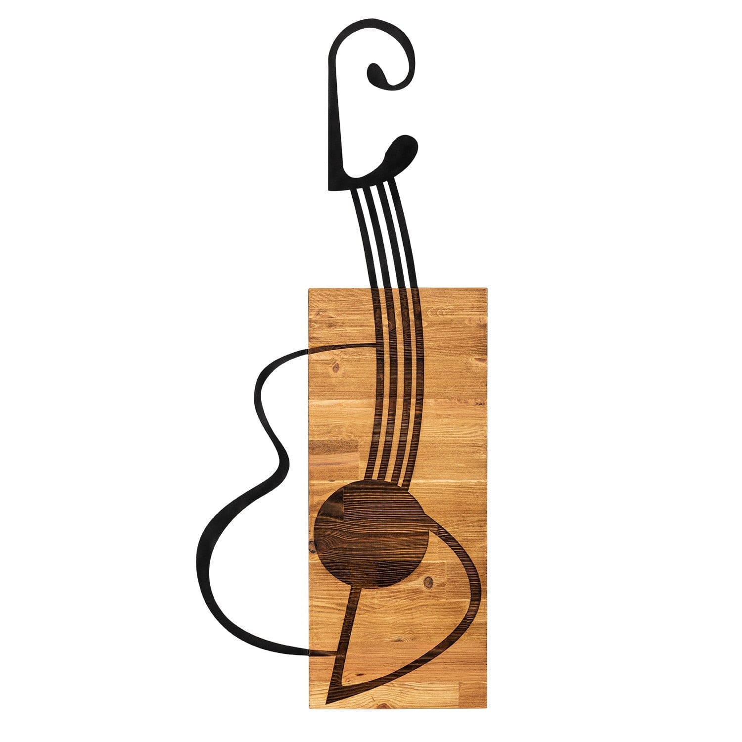 Decoratiune perete GITAR, stejar/negru, metal/lemn, 39x3x93 cm