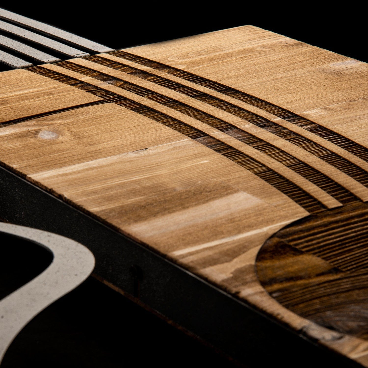 Decoratiune perete GITAR, stejar/negru, metal/lemn, 39x3x93 cm