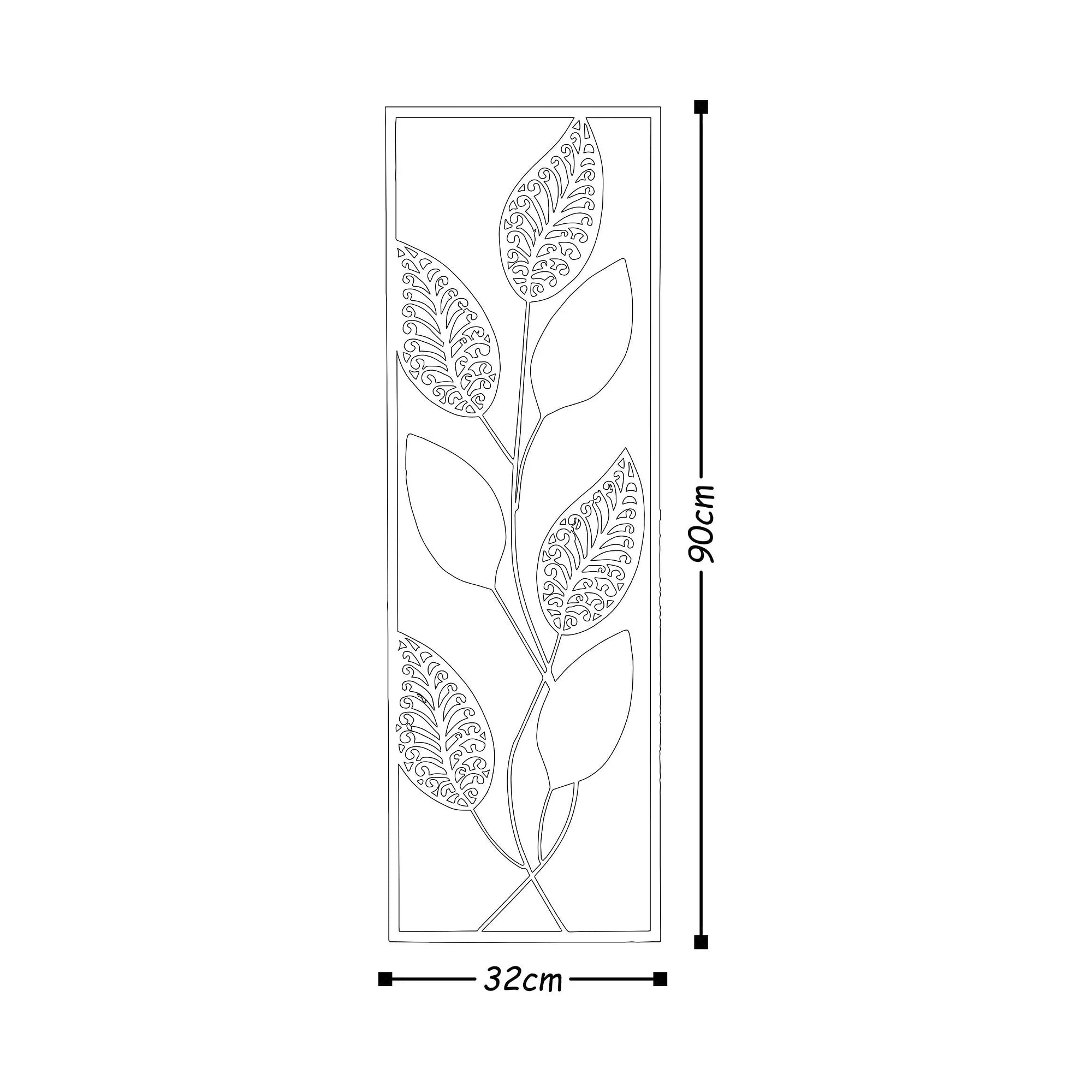 Decoratiune perete LEAF, verde/mov, metal, 32x90 cm